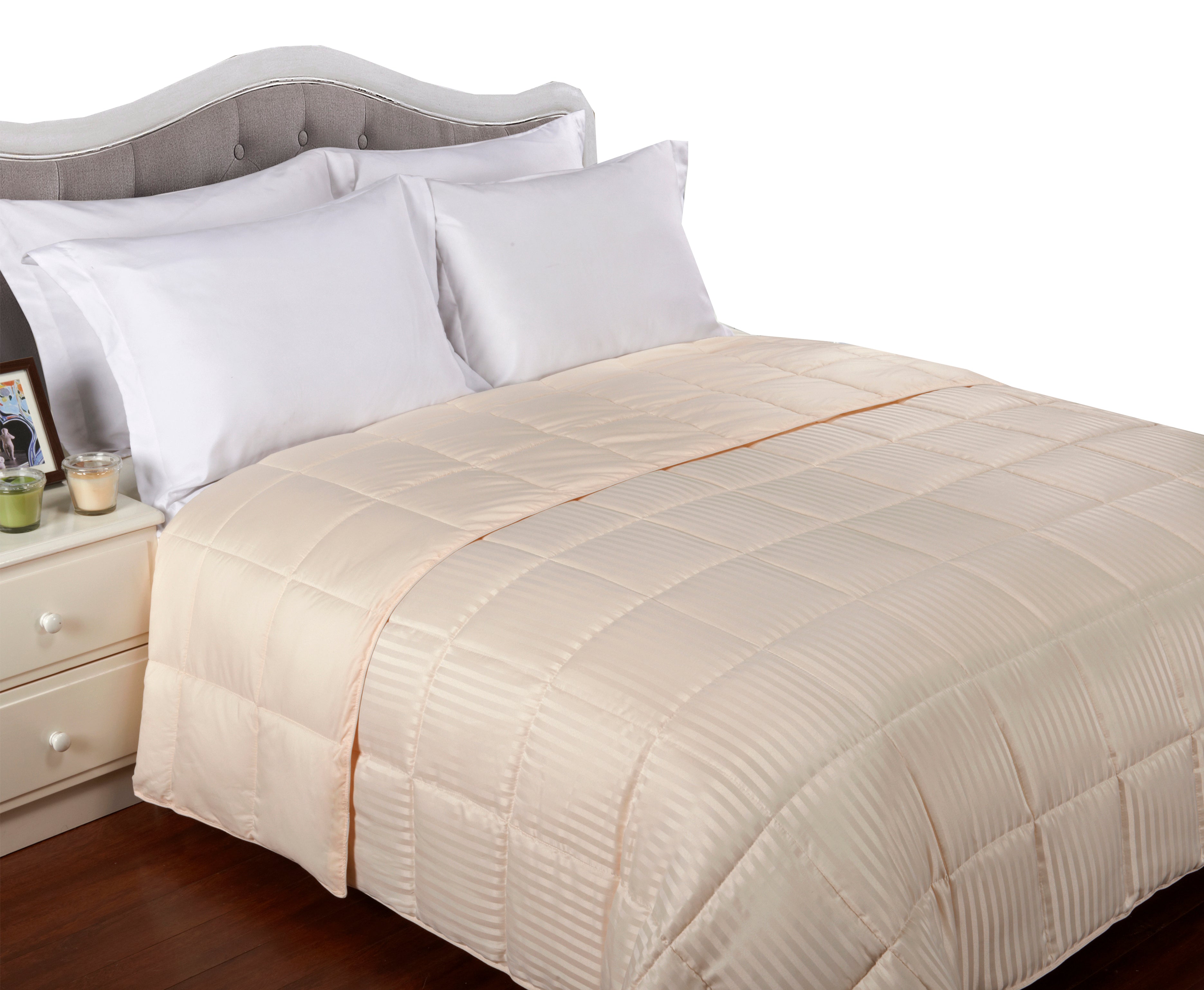 Reversible Down Alternative All-Season Solid Striped Blanket - Blanket by Superior Brand