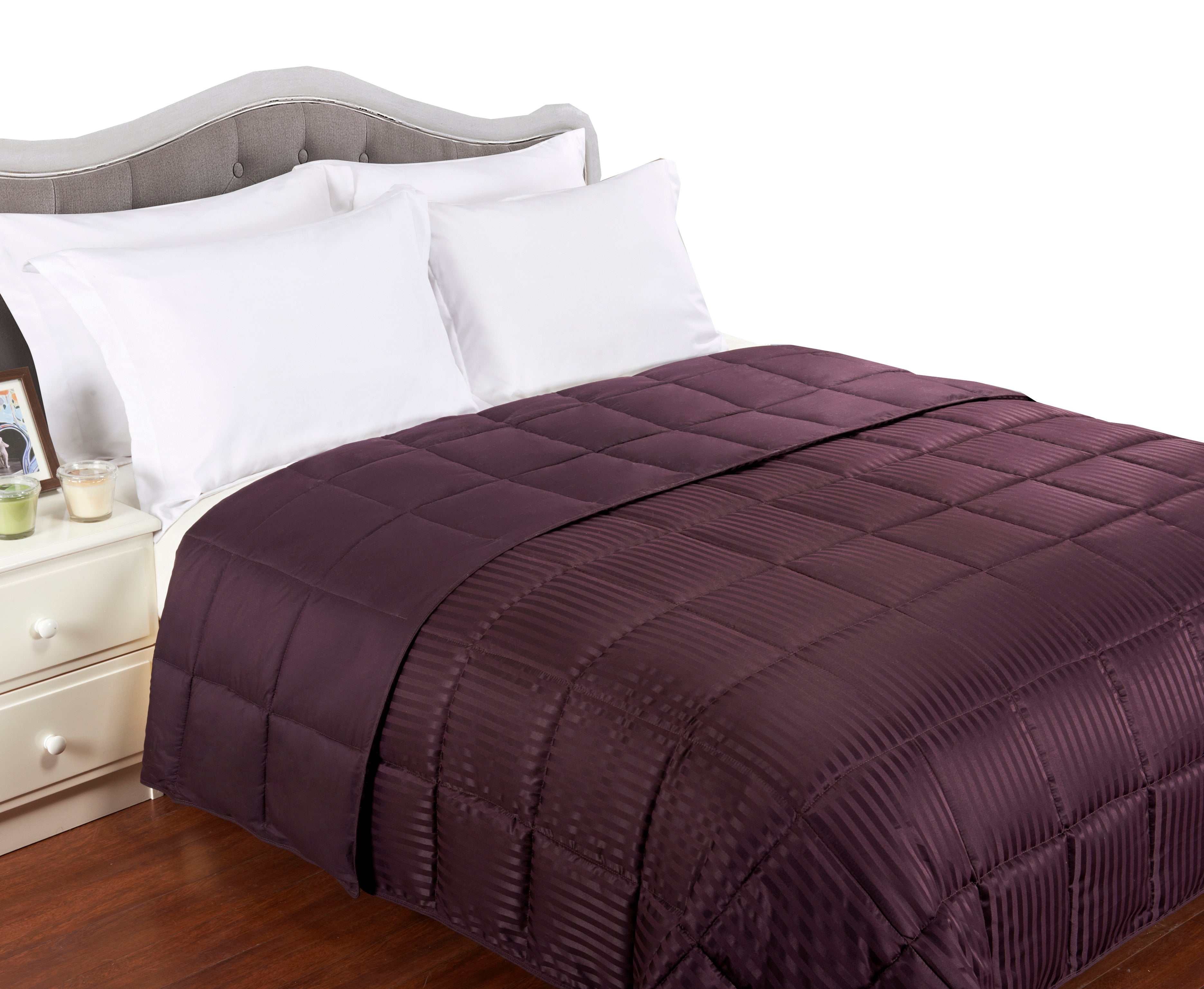 Reversible Down Alternative All-Season Solid Striped Blanket - Blanket by Superior Brand