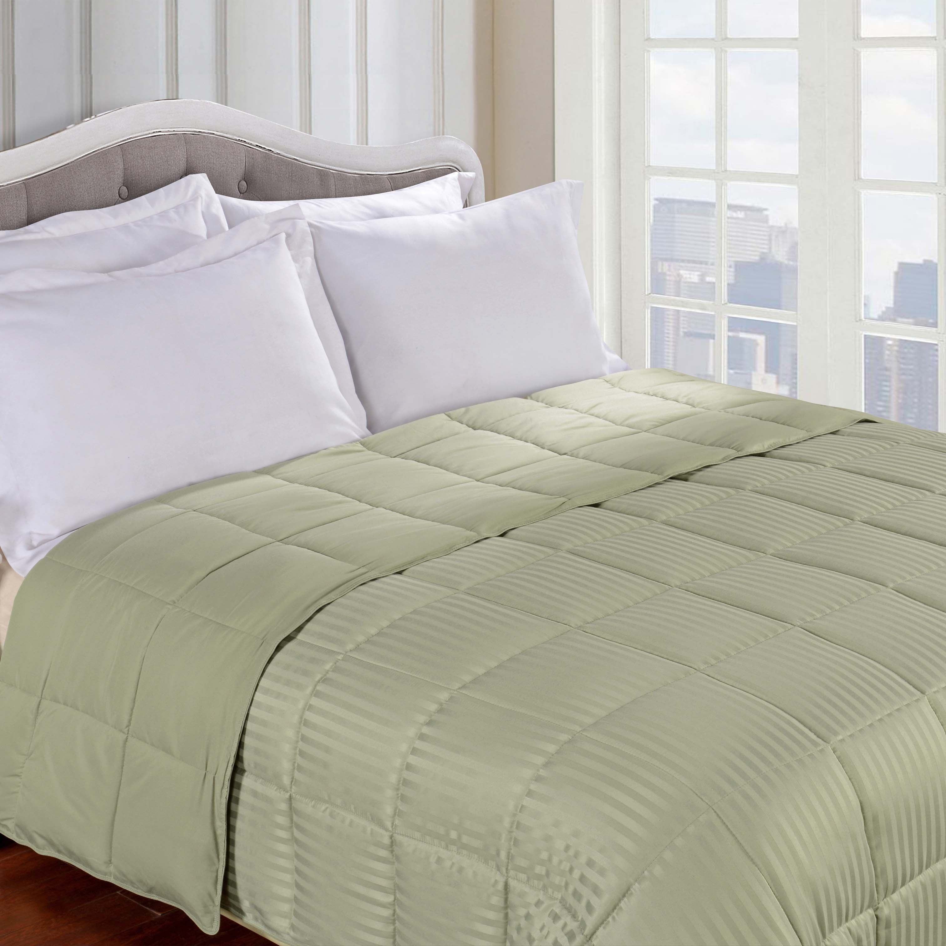 Reversible Down Alternative All-Season Solid Striped Blanket - Blanket by Superior Brand