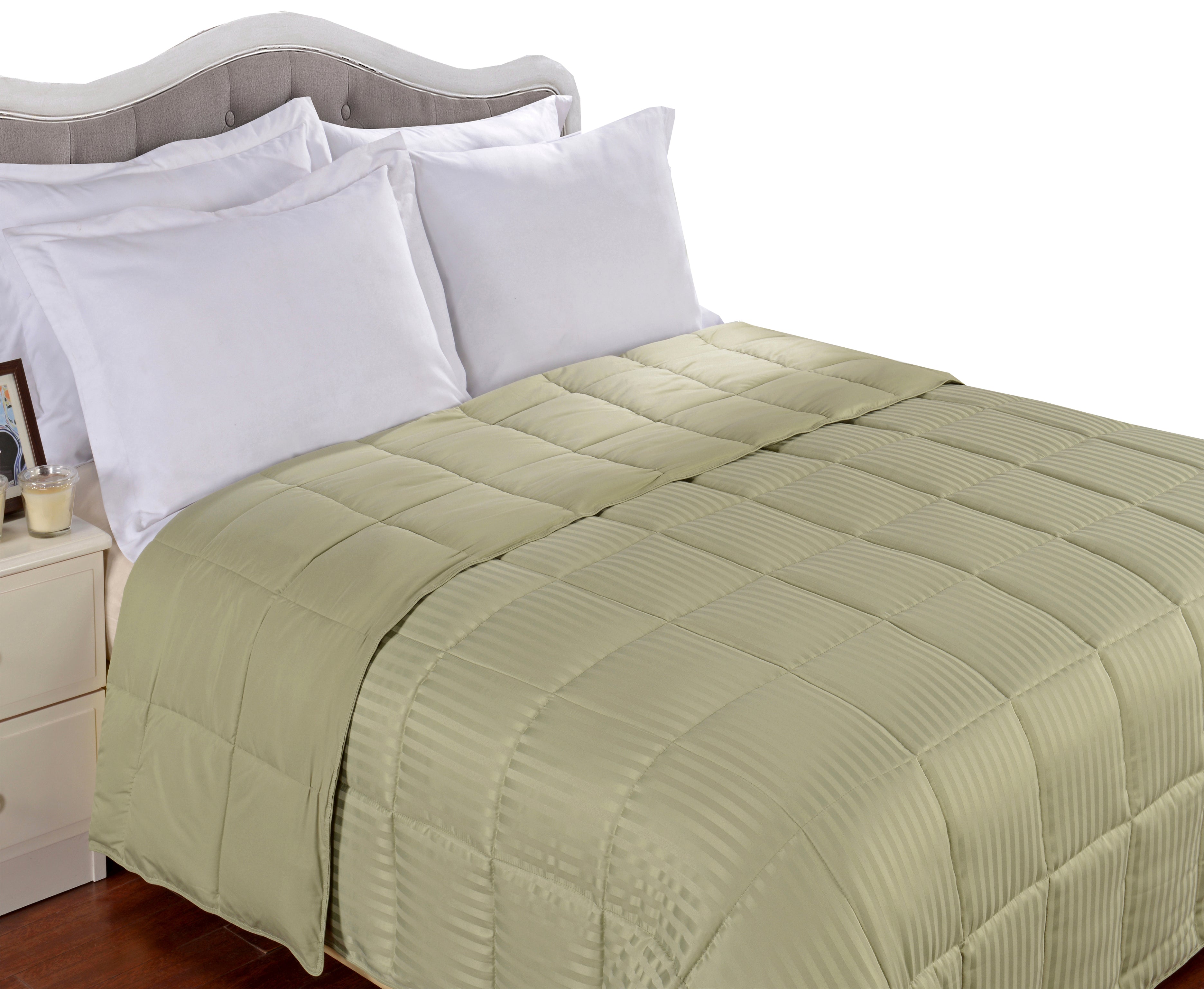 Reversible Down Alternative All-Season Solid Striped Blanket - Blanket by Superior Brand