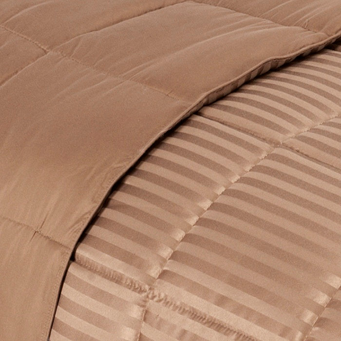 Reversible Down Alternative All-Season Solid Striped Blanket - Blanket by Superior Brand