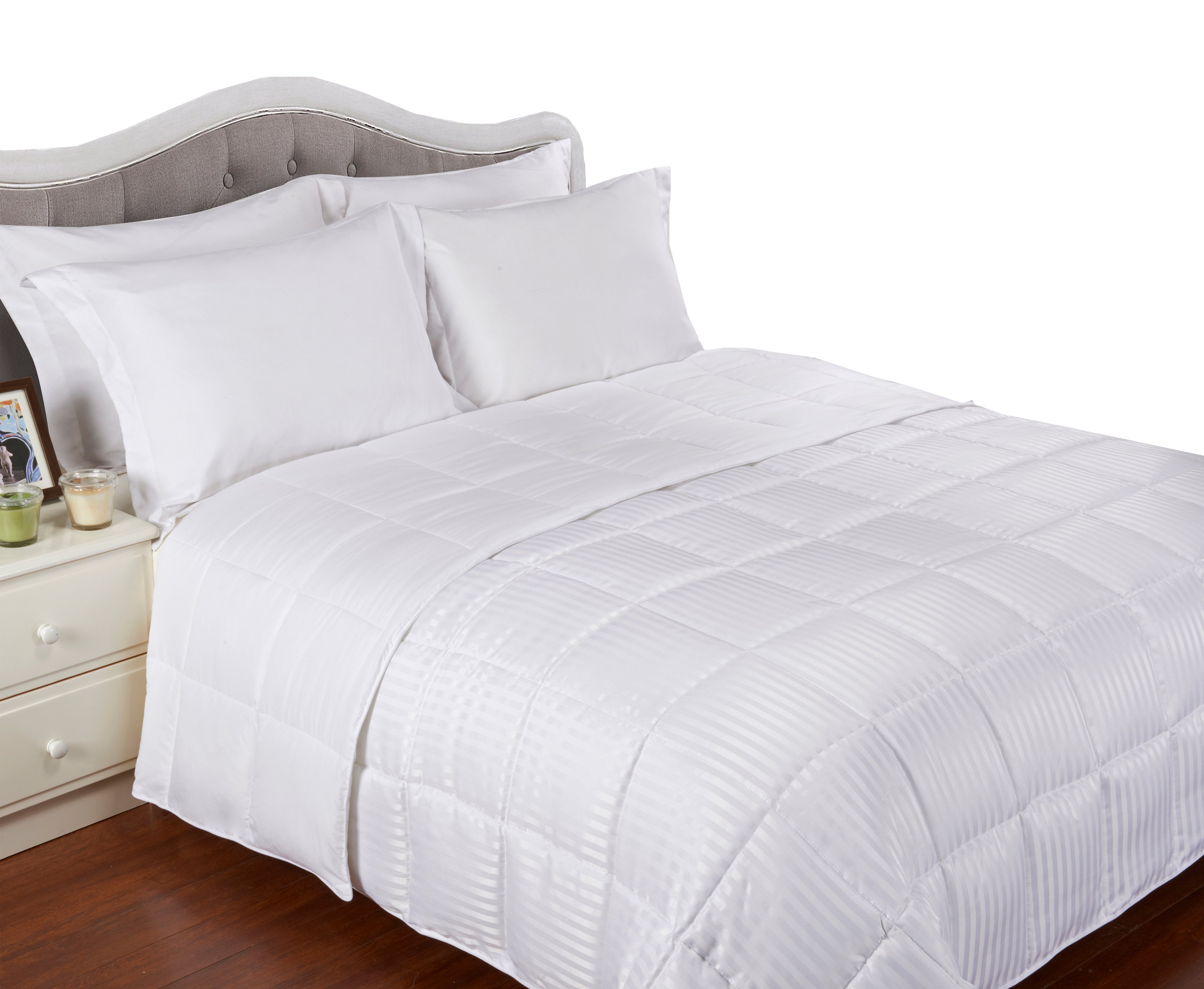 Reversible Down Alternative All-Season Solid Striped Blanket - Blanket by Superior Brand