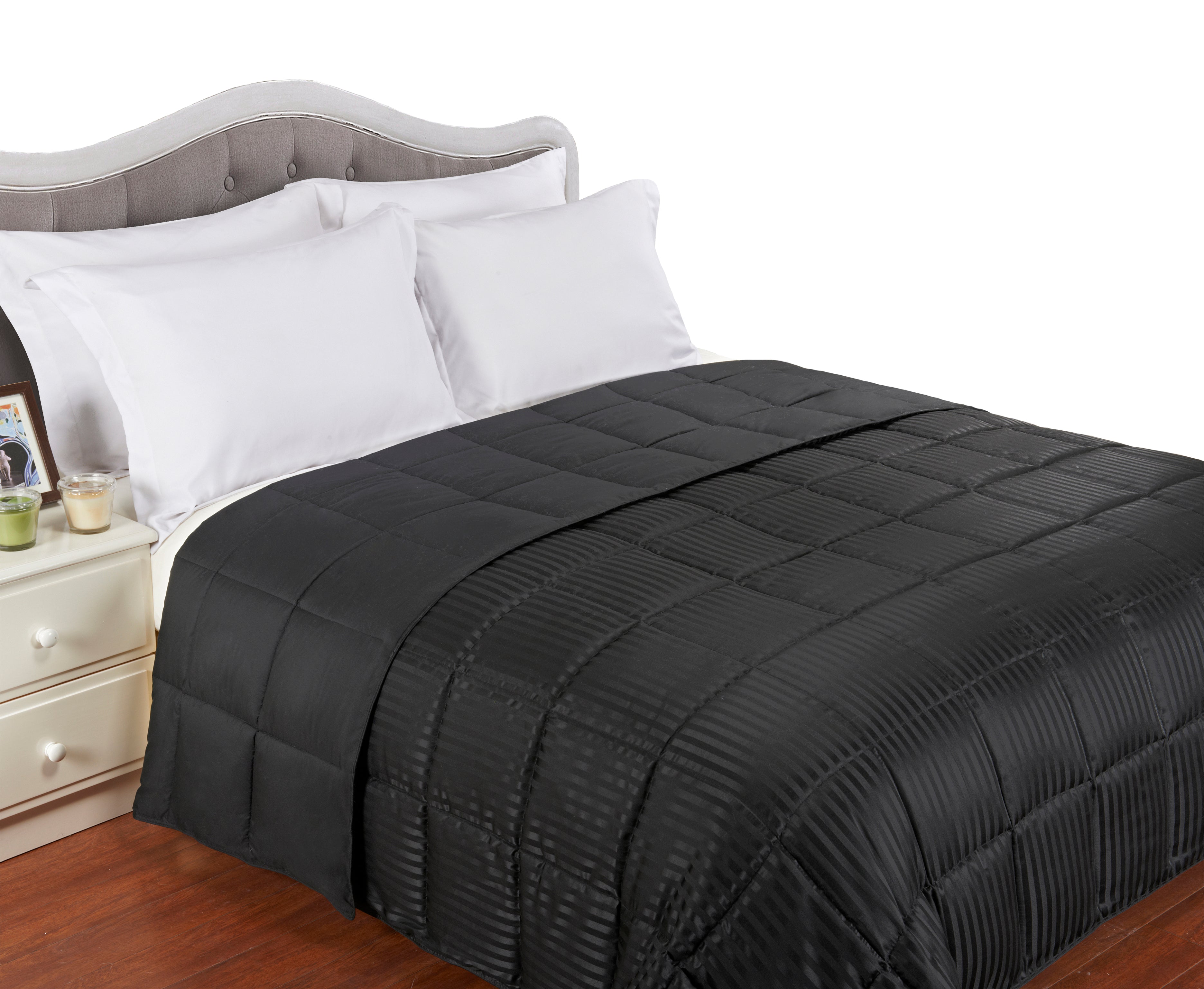 Reversible Down Alternative All-Season Solid Striped Blanket - Blanket by Superior Brand