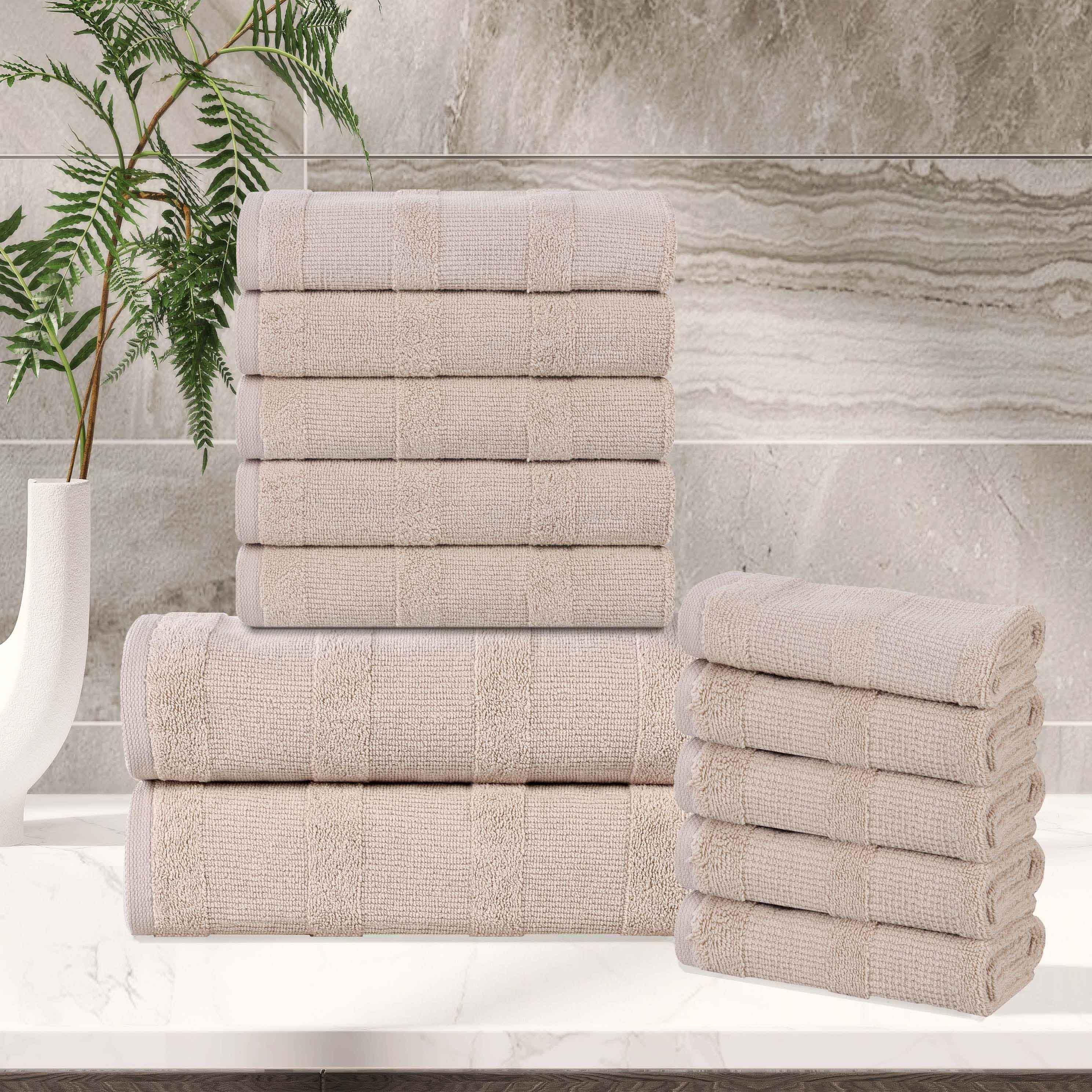 Roma Cotton Ribbed Textured Soft Absorbent 12 Piece Assorted Towel Set - Towel Set by Superior Brand