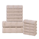 Roma Cotton Ribbed Textured Soft Absorbent 12 Piece Assorted Towel Set - Towel Set by Superior Brand