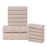 Roma Cotton Ribbed Textured Soft Absorbent 12 Piece Assorted Towel Set - Towel Set by Superior Brand