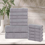 Roma Cotton Ribbed Textured Soft Absorbent 12 Piece Assorted Towel Set - Towel Set by Superior Brand