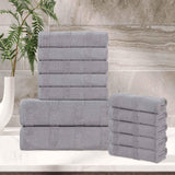 Roma Cotton Ribbed Textured Soft Absorbent 12 Piece Assorted Towel Set - Towel Set by Superior Brand