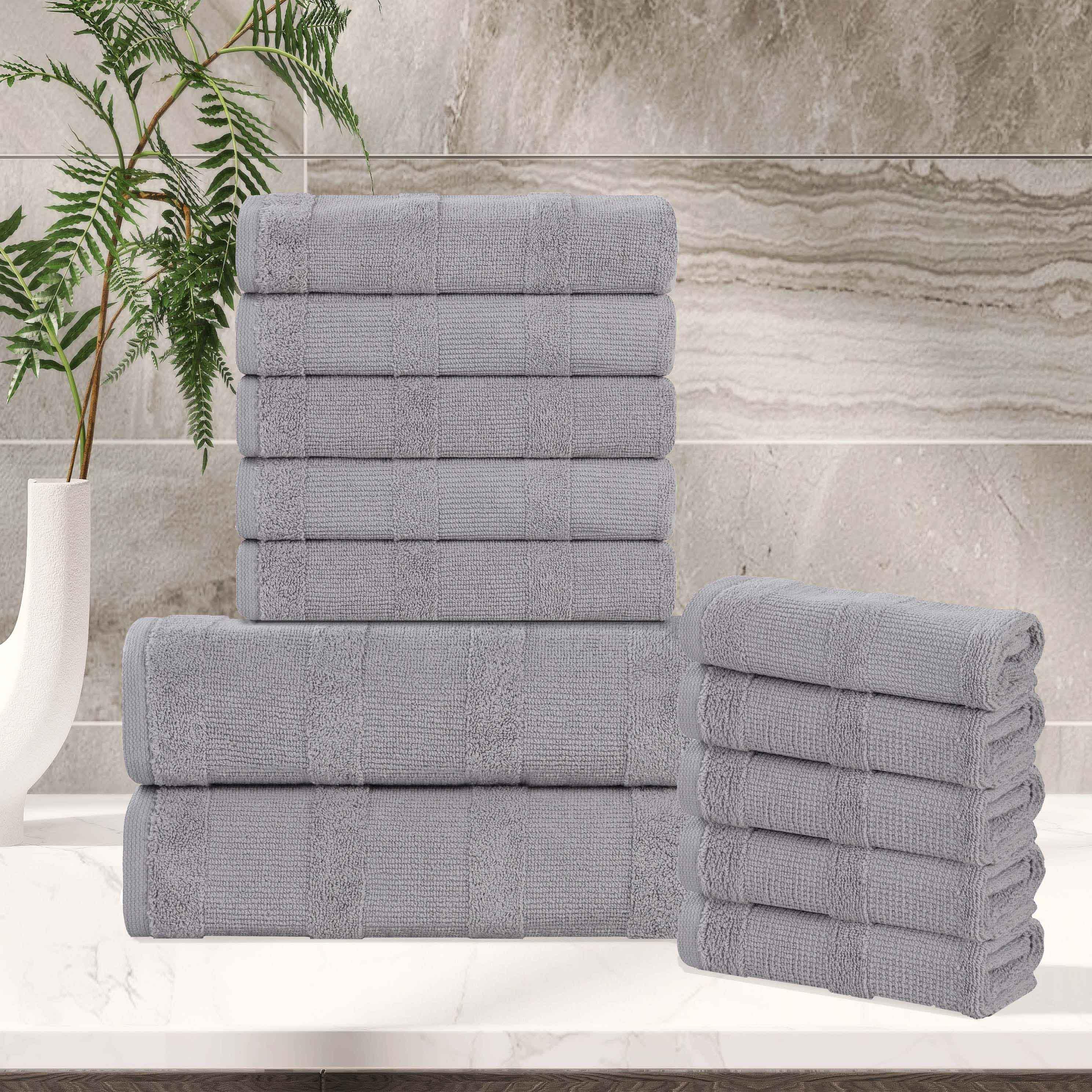 Roma Cotton Ribbed Textured Soft Absorbent 12 Piece Assorted Towel Set - Towel Set by Superior Brand