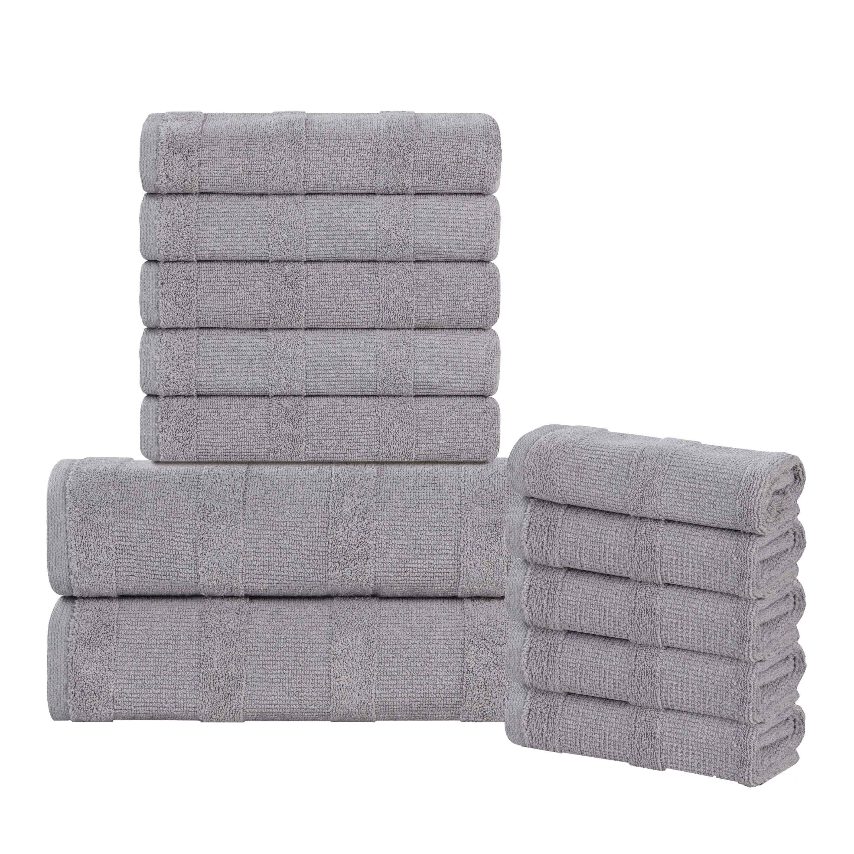 Roma Cotton Ribbed Textured Soft Absorbent 12 Piece Assorted Towel Set - Towel Set by Superior Brand