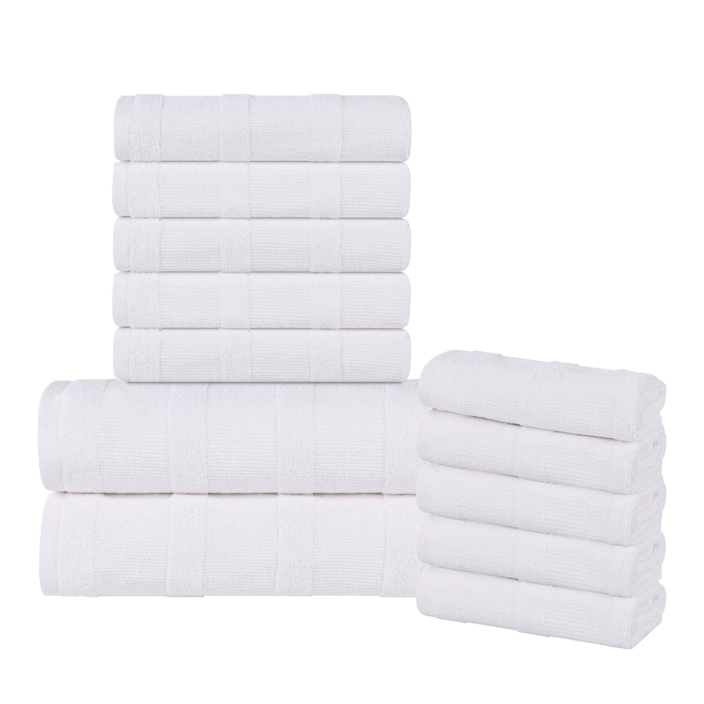Roma Cotton Ribbed Textured Soft Absorbent 12 Piece Assorted Towel Set - Towel Set by Superior Brand