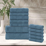 Roma Cotton Ribbed Textured Soft Absorbent 12 Piece Assorted Towel Set - Towel Set by Superior Brand