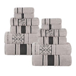 Sadie Zero Twist Cotton Solid and Jacquard Floral 12 Piece Towel Set - Towel Set by Superior Brand