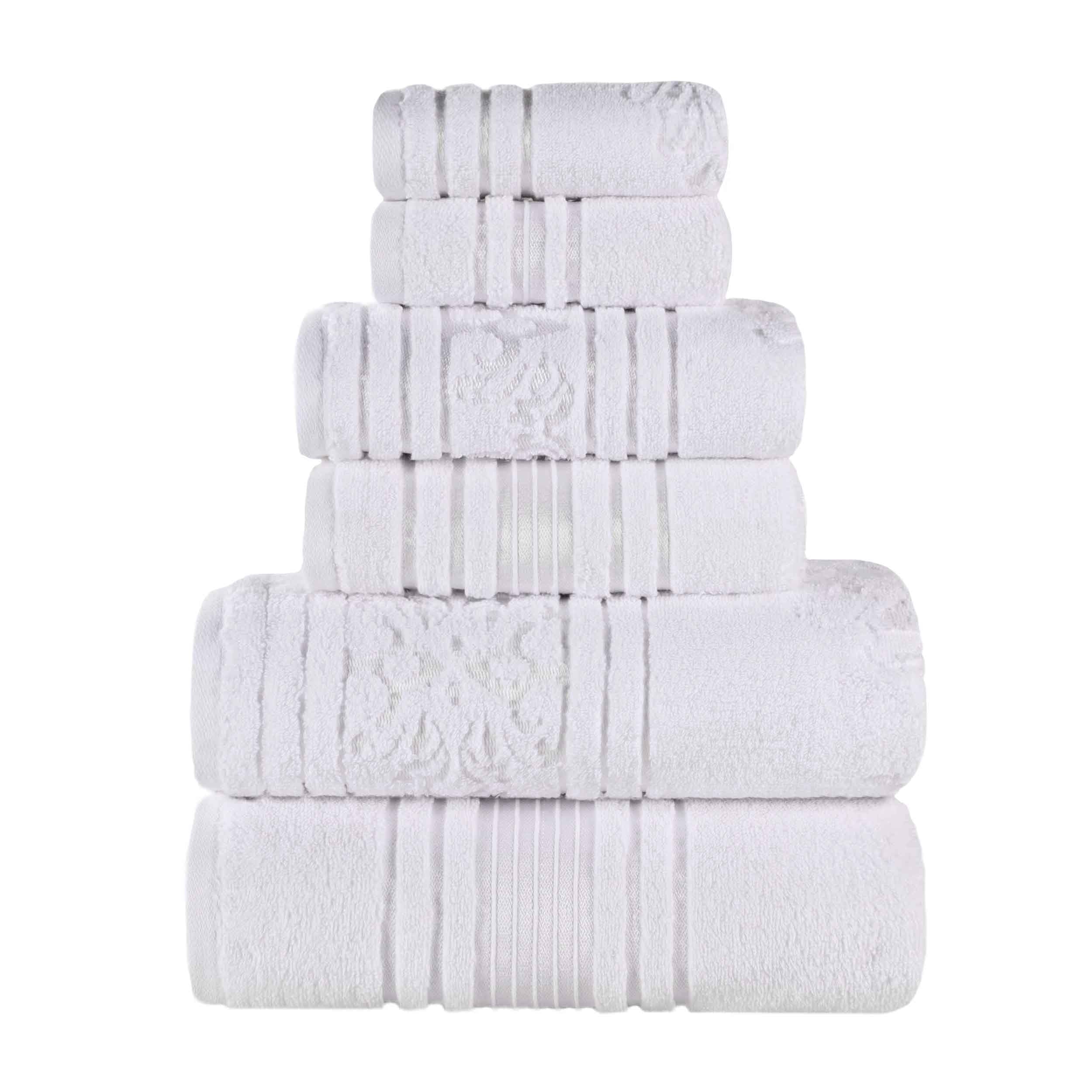 Sadie Zero Twist Cotton Solid and Jacquard Floral 6 Piece Towel Set - Towel Set by Superior Brand