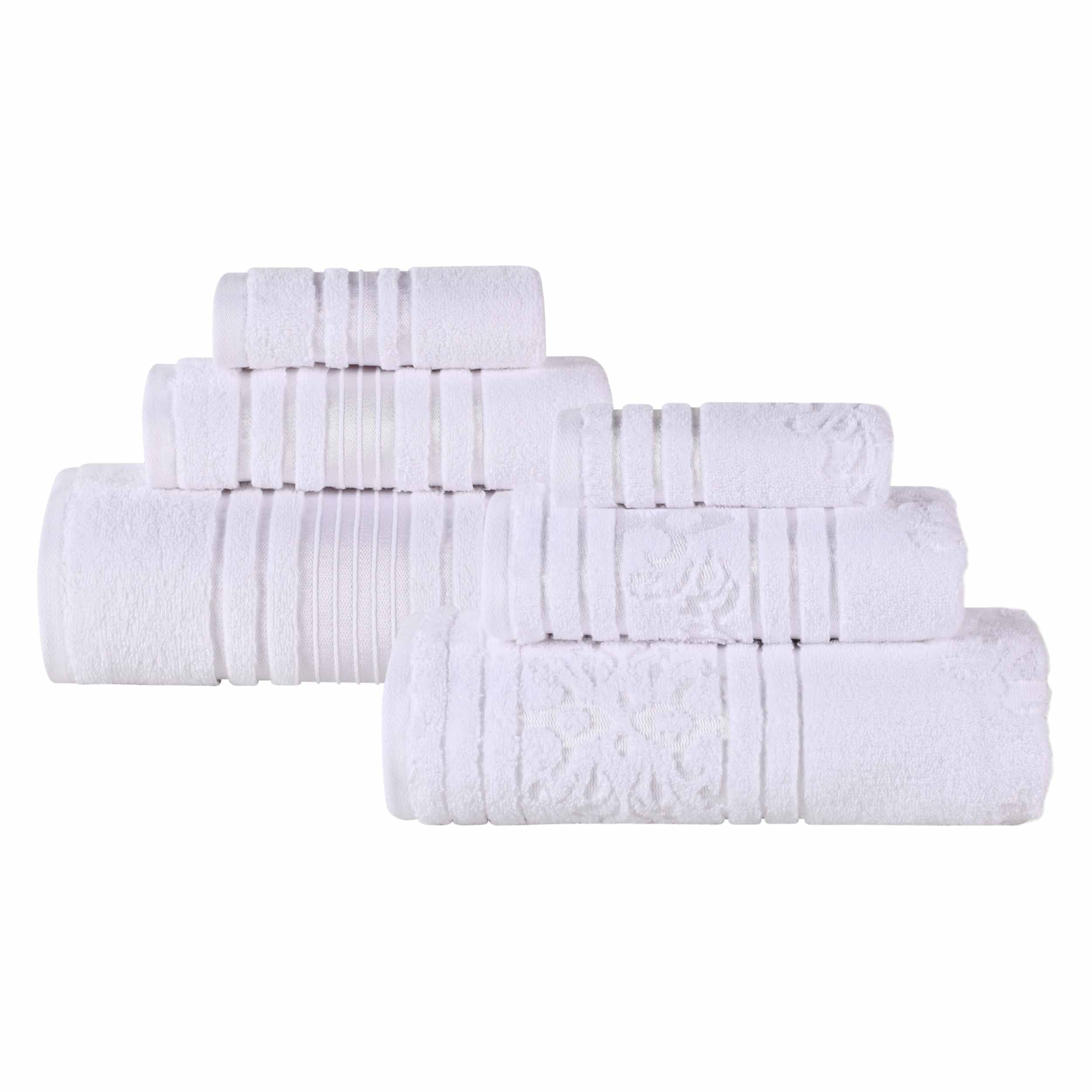 Sadie Zero Twist Cotton Solid and Jacquard Floral 6 Piece Towel Set - Towel Set by Superior Brand