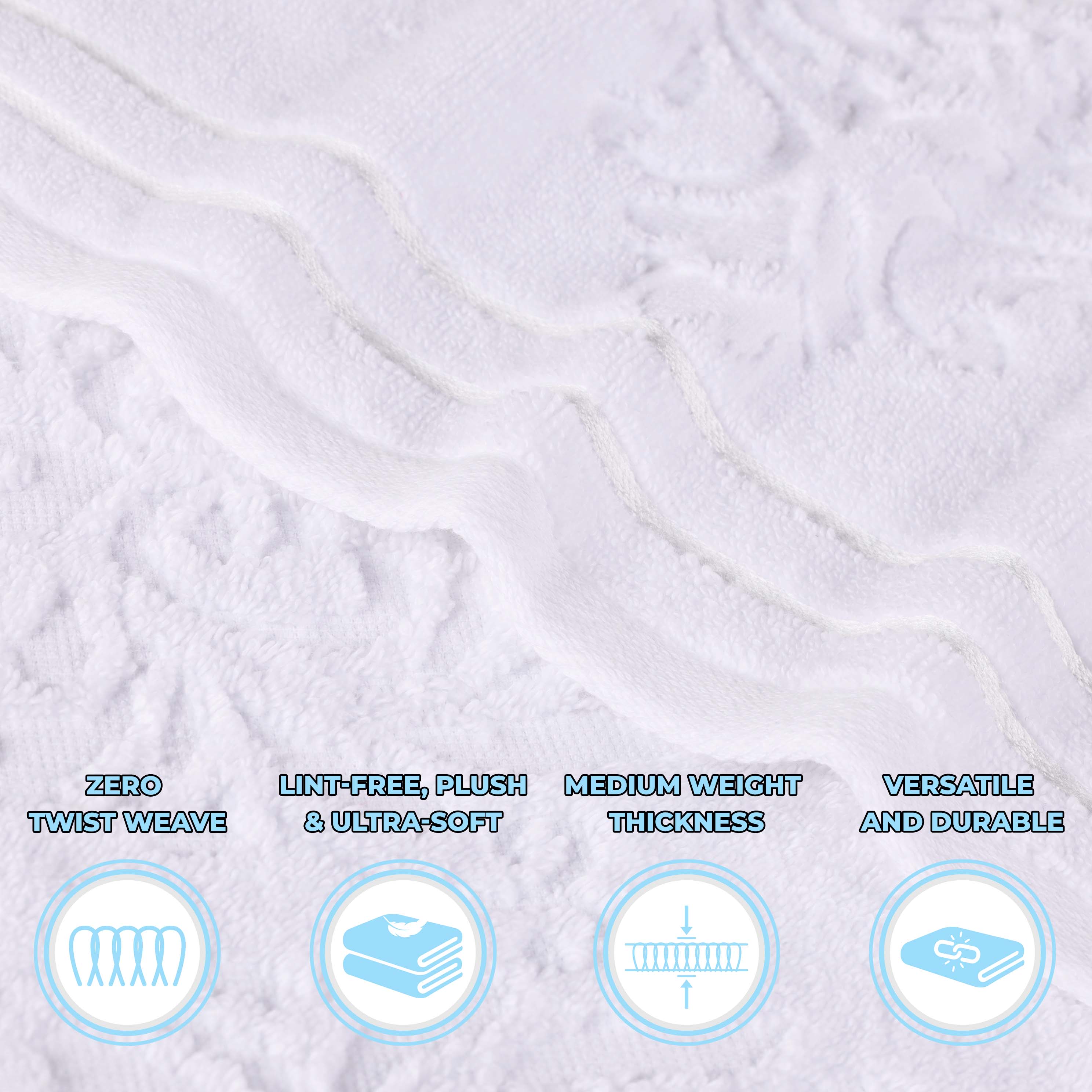 Sadie Zero Twist Cotton Solid and Jacquard Floral 6 Piece Towel Set - Towel Set by Superior Brand