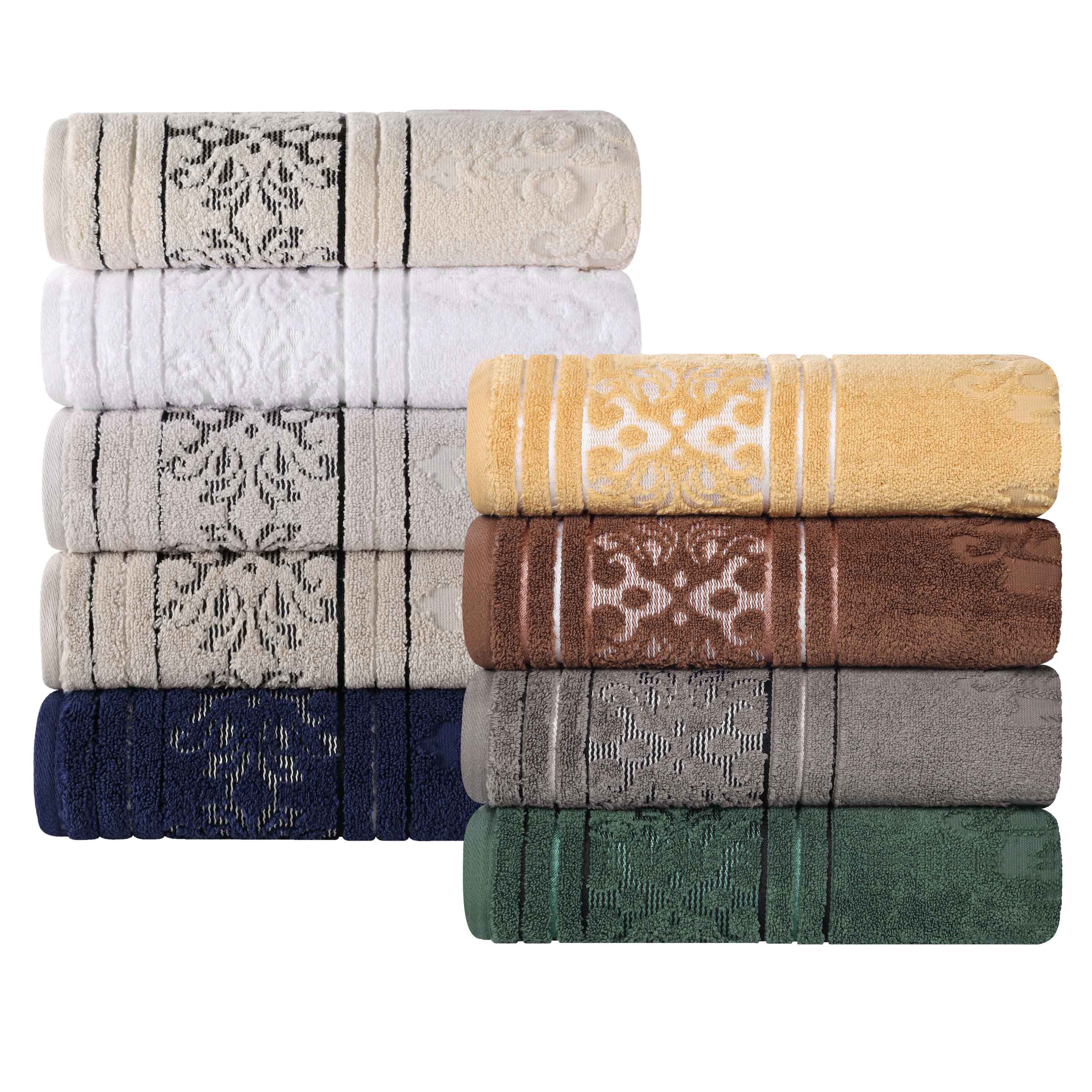 Sadie Zero Twist Cotton Solid and Jacquard Floral 6 Piece Towel Set - Towel Set by Superior Brand