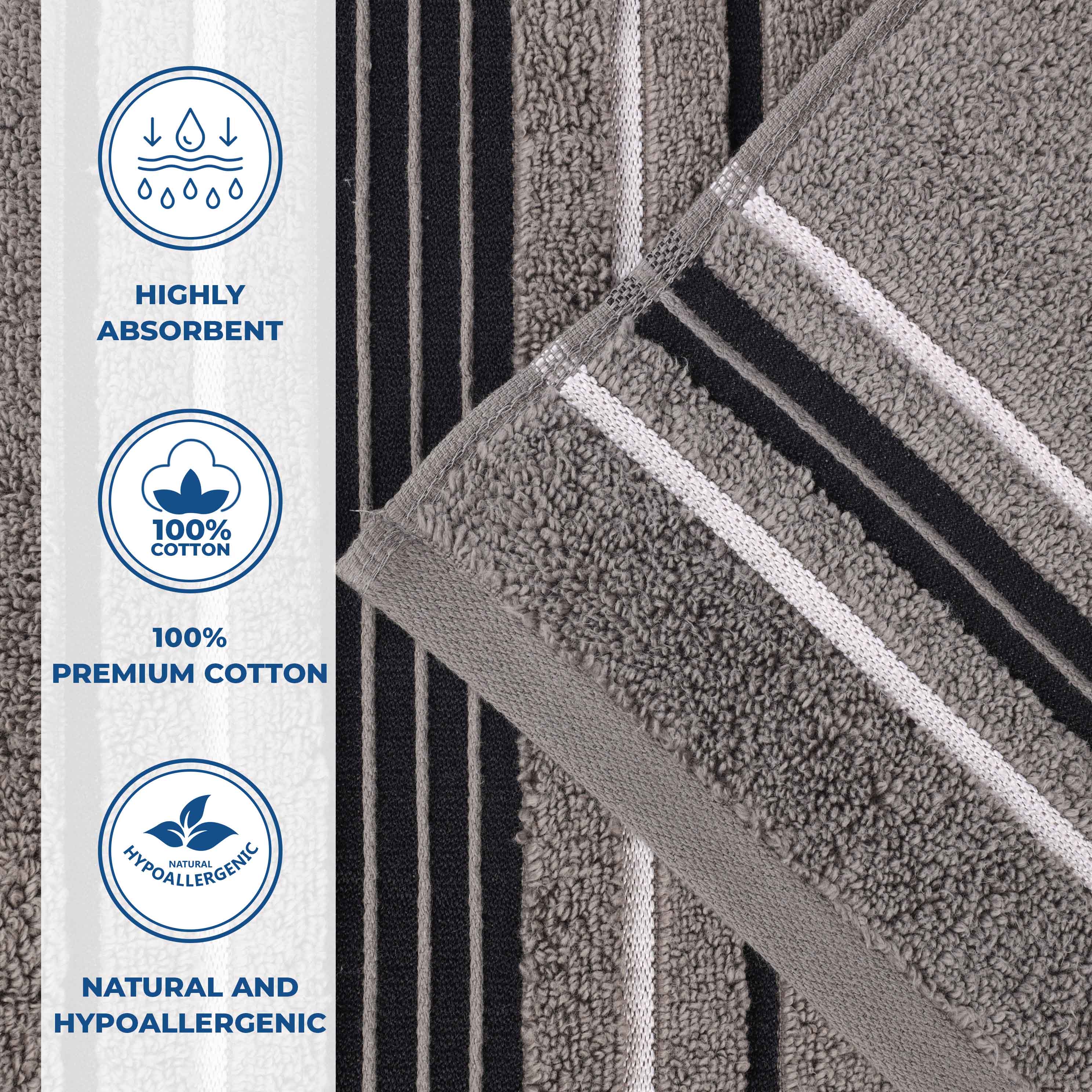 Sadie Zero Twist Cotton Solid and Jacquard Floral 6 Piece Towel Set - Towel Set by Superior Brand