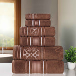 Sadie Zero Twist Cotton Solid and Jacquard Floral 6 Piece Towel Set - Towel Set by Superior Brand