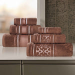 Sadie Zero Twist Cotton Solid and Jacquard Floral 6 Piece Towel Set - Towel Set by Superior Brand