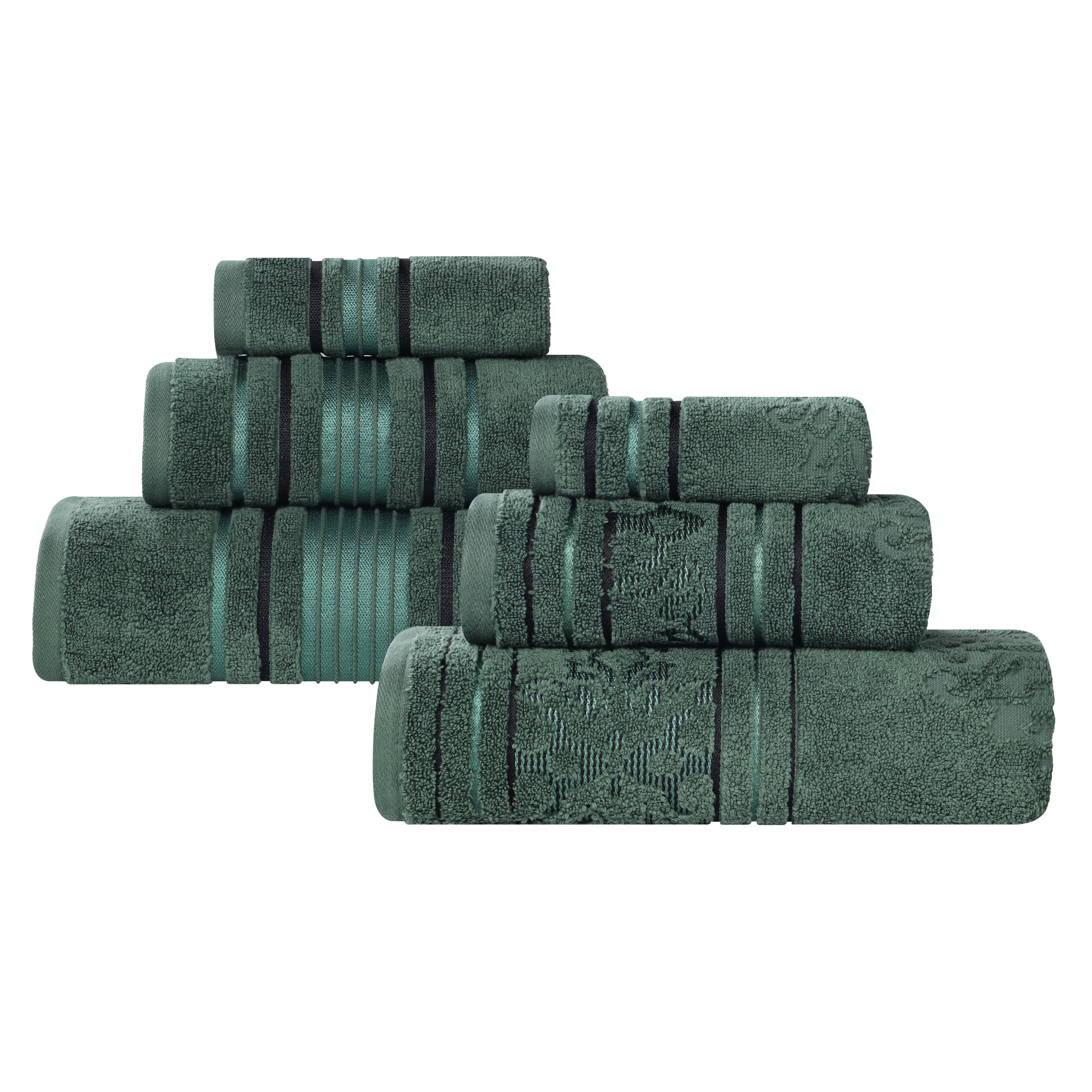 Sadie Zero Twist Cotton Solid and Jacquard Floral 6 Piece Towel Set - Towel Set by Superior Brand