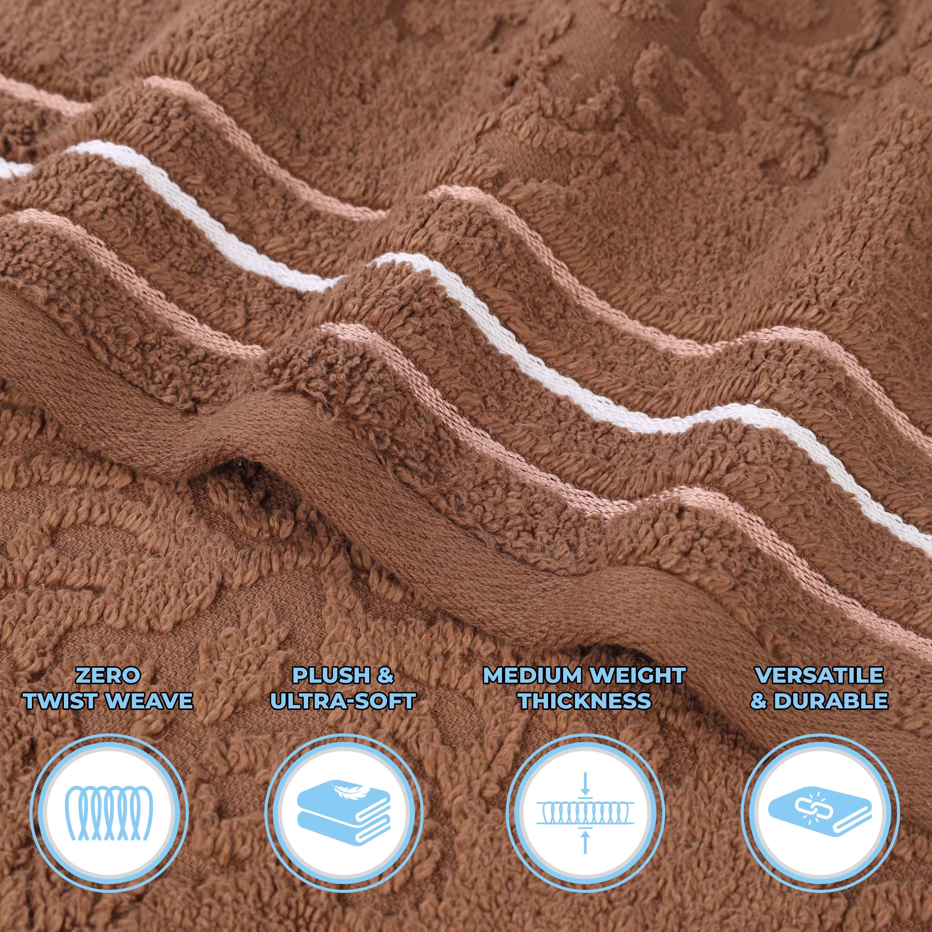 Sadie Zero Twist Cotton Solid and Jacquard Floral 6 Piece Towel Set - Towel Set by Superior Brand