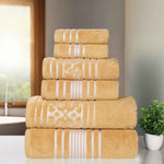 Sadie Zero Twist Cotton Solid and Jacquard Floral 6 Piece Towel Set - Towel Set by Superior Brand