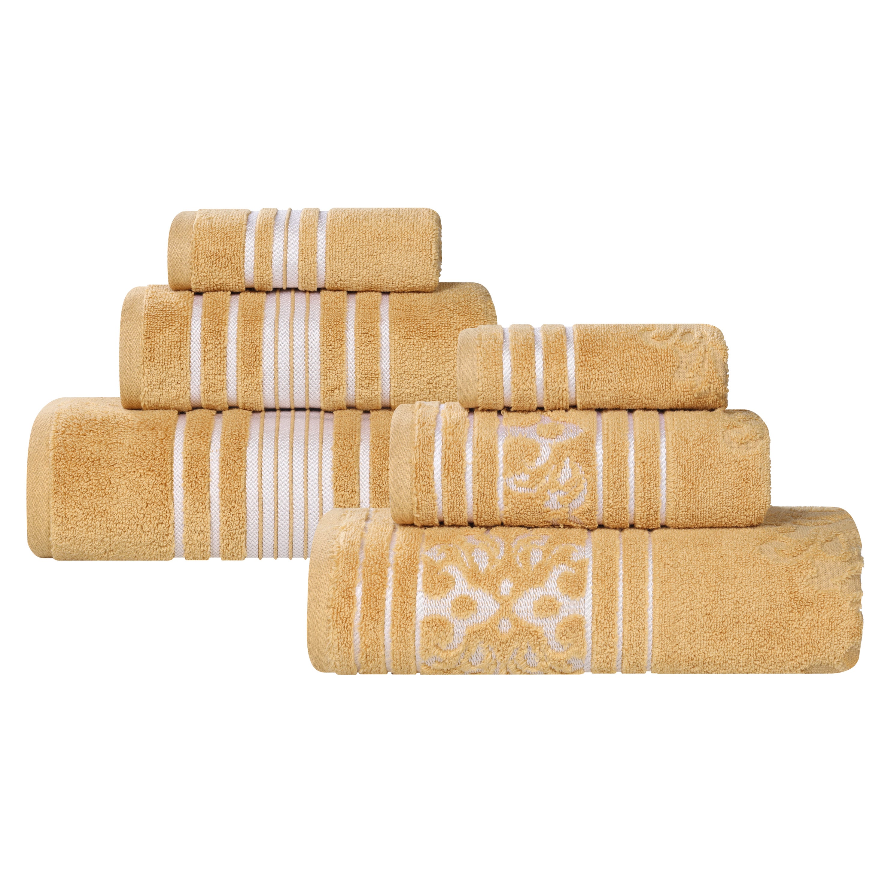 Sadie Zero Twist Cotton Solid and Jacquard Floral 6 Piece Towel Set - Towel Set by Superior Brand