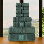 Sadie Zero Twist Cotton Solid and Jacquard Floral 8 Piece Towel Set - Towel Set by Superior Brand