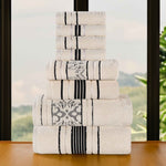 Sadie Zero Twist Cotton Solid and Jacquard Floral 8 Piece Towel Set - Towel Set by Superior Brand