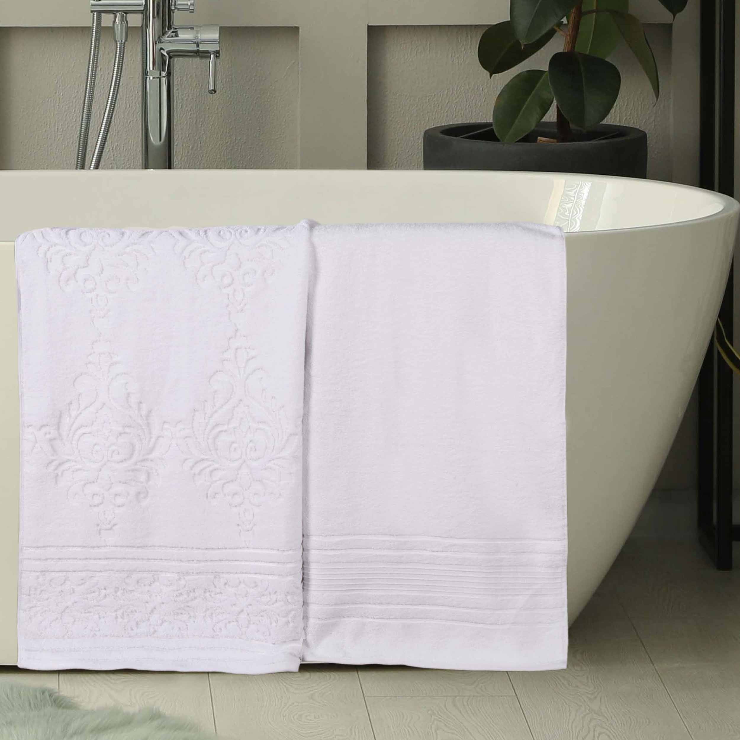 Sadie Zero Twist Cotton Solid and Jacquard Floral Bath Sheet Set of 2 - Bath Sheet by Superior Brand