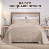 Lightweight Cotton Bedspread Sets 3-Piece Serenity Wedding Ring Jacquard Matelassé - Bedspread by Superior Brand