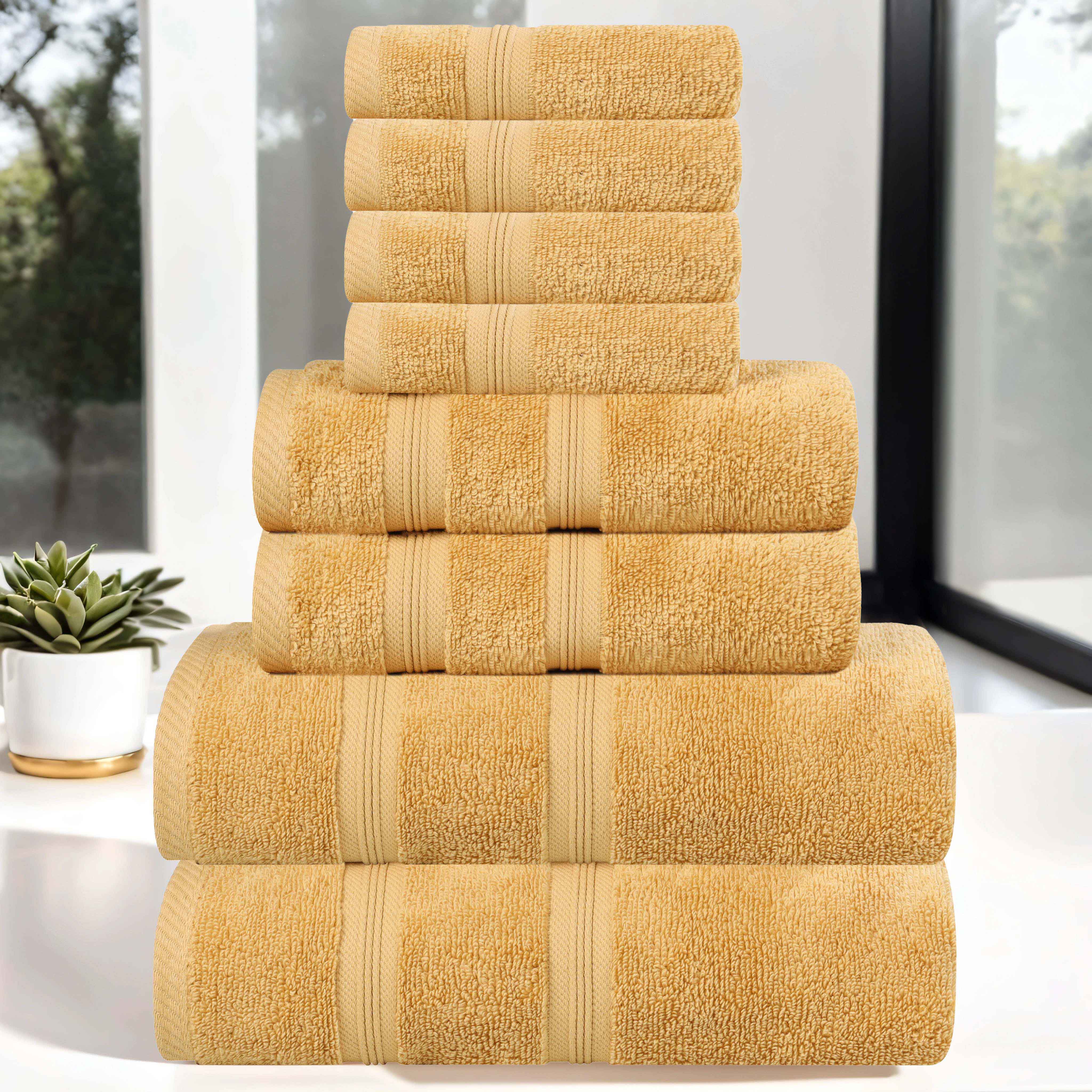 Smart Dry Zero Twist Cotton Medium Weight 8 Piece Assorted Towel Set - Towel Set by Superior Brand