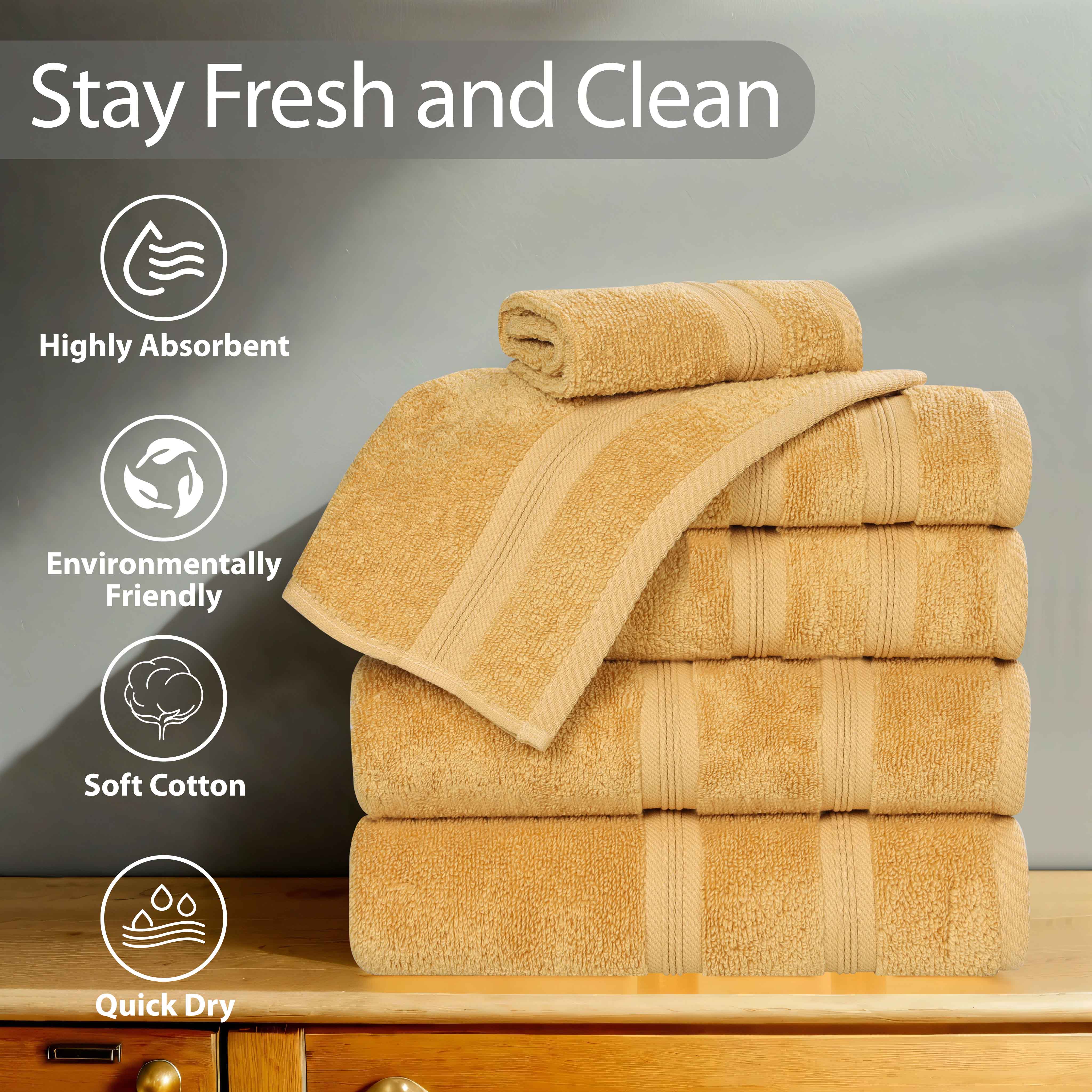 Smart Dry Zero Twist Cotton Medium Weight 8 Piece Assorted Towel Set - Towel Set by Superior Brand