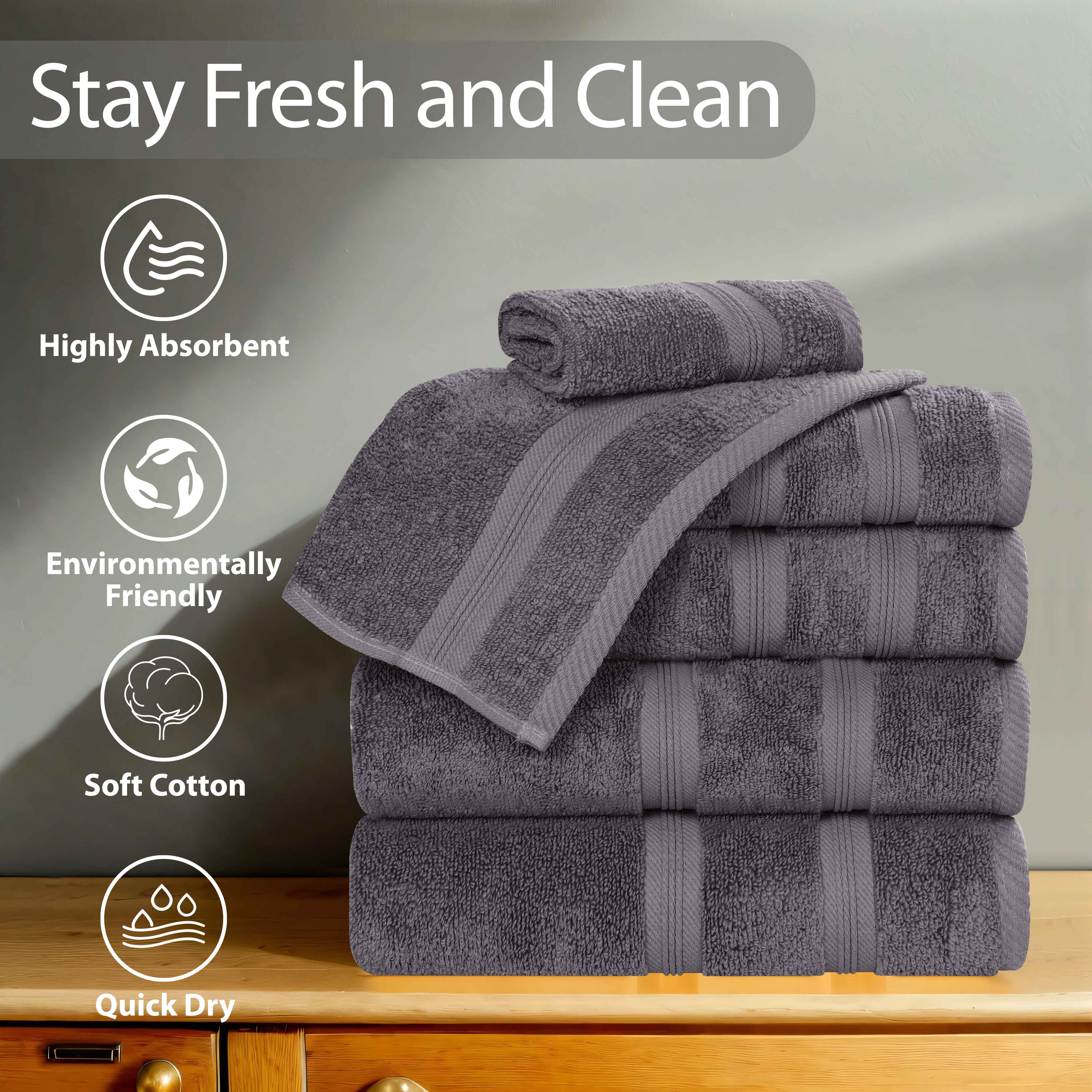 Smart Dry Zero Twist Cotton Medium Weight 8 Piece Assorted Towel Set - Towel Set by Superior Brand