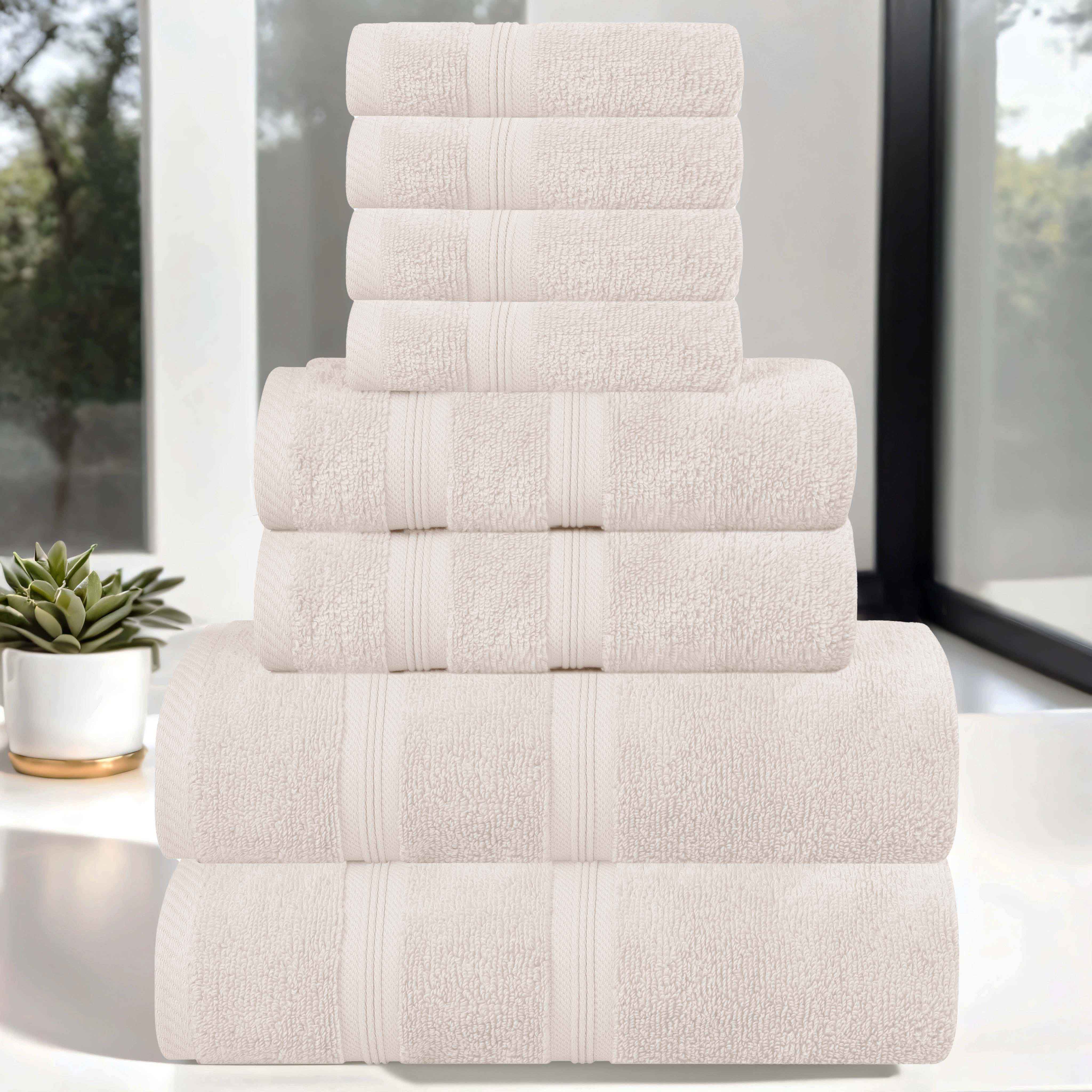 Smart Dry Zero Twist Cotton Medium Weight 8 Piece Assorted Towel Set - Towel Set by Superior Brand