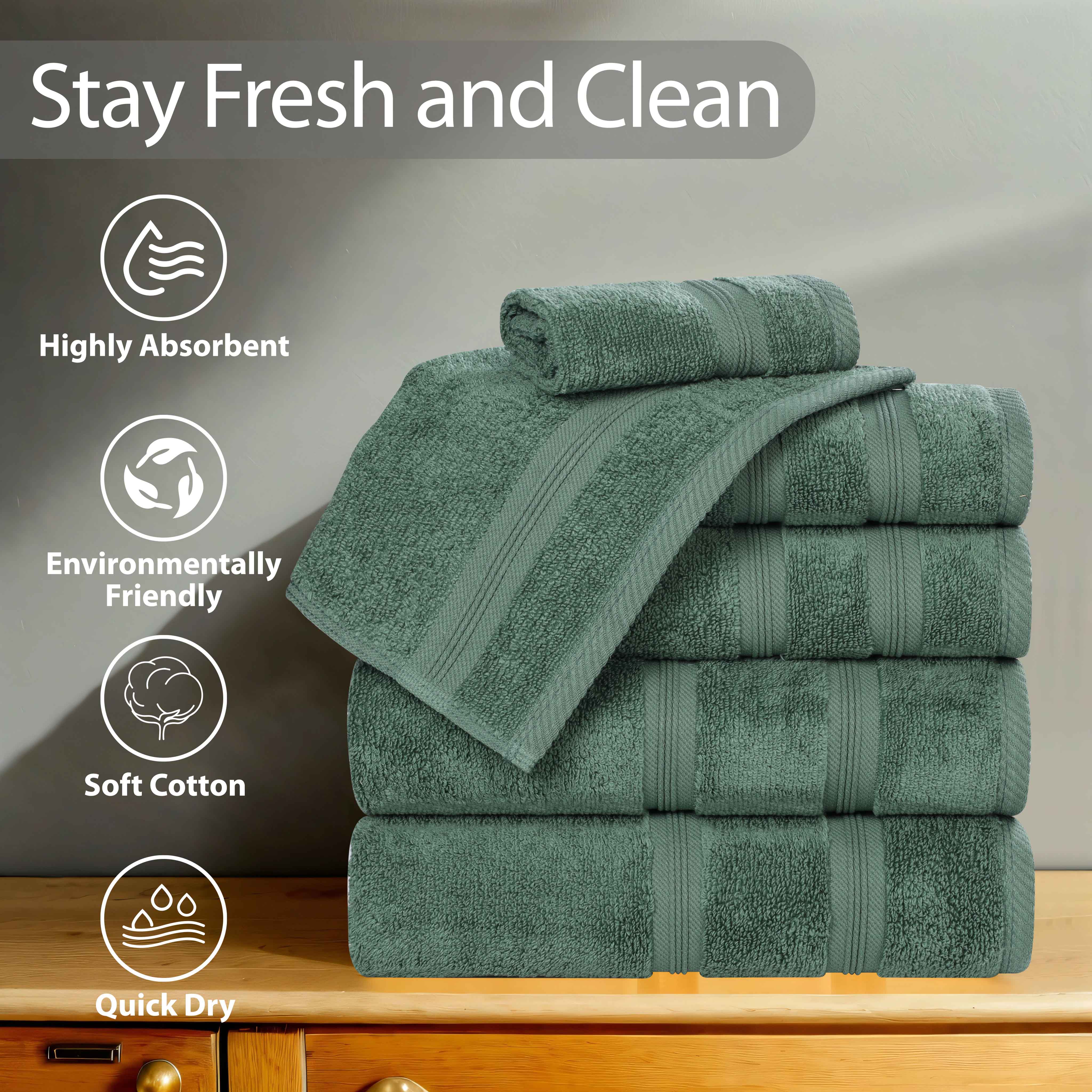 Smart Dry Zero Twist Cotton Medium Weight 8 Piece Assorted Towel Set - Towel Set by Superior Brand