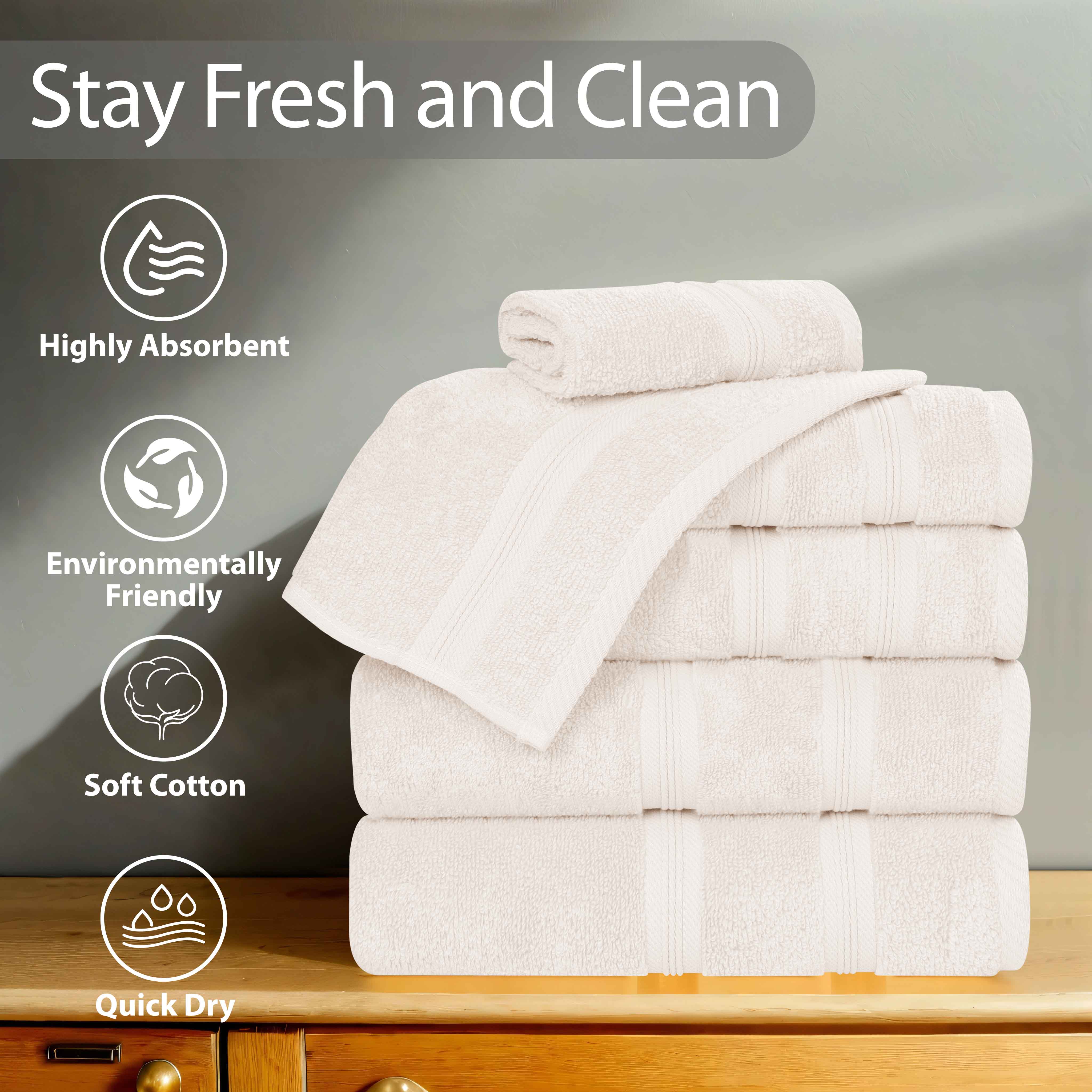 Smart Dry Zero Twist Cotton Medium Weight 8 Piece Assorted Towel Set - Towel Set by Superior Brand