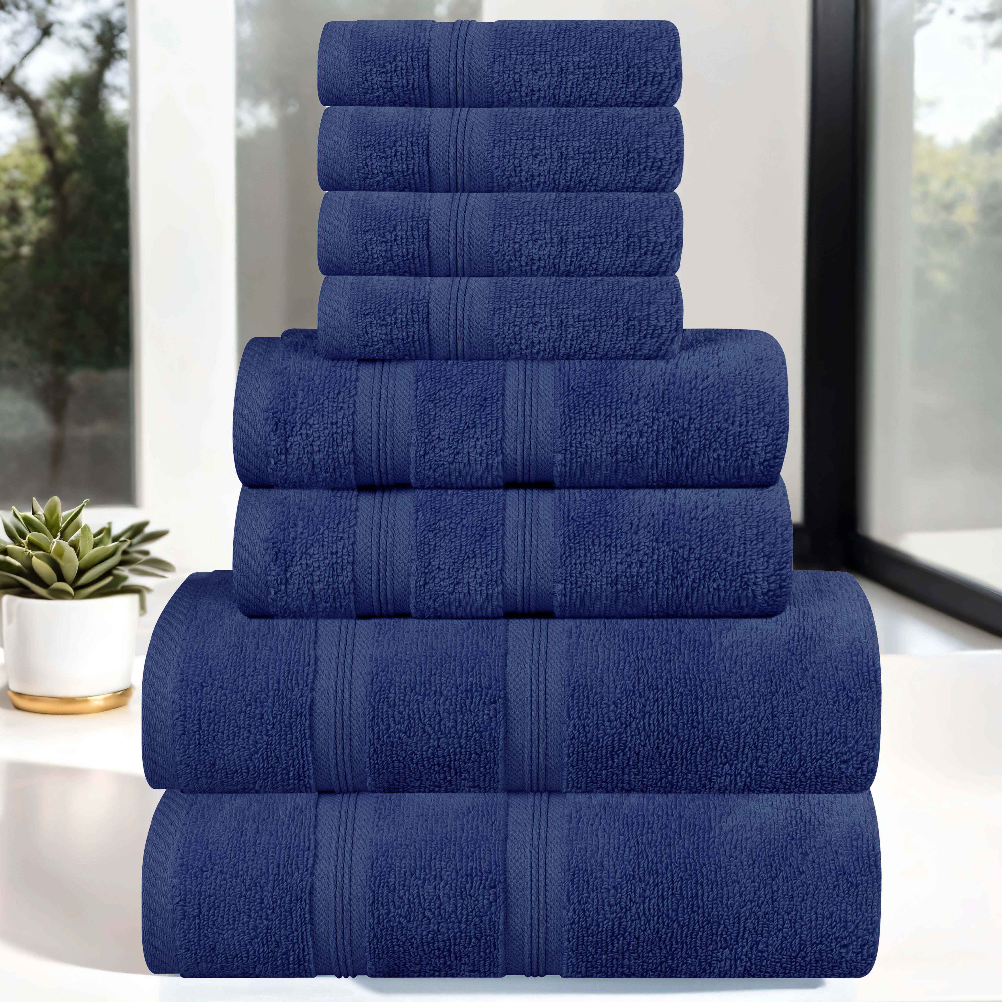 Smart Dry Zero Twist Cotton Medium Weight 8 Piece Assorted Towel Set - Towel Set by Superior Brand