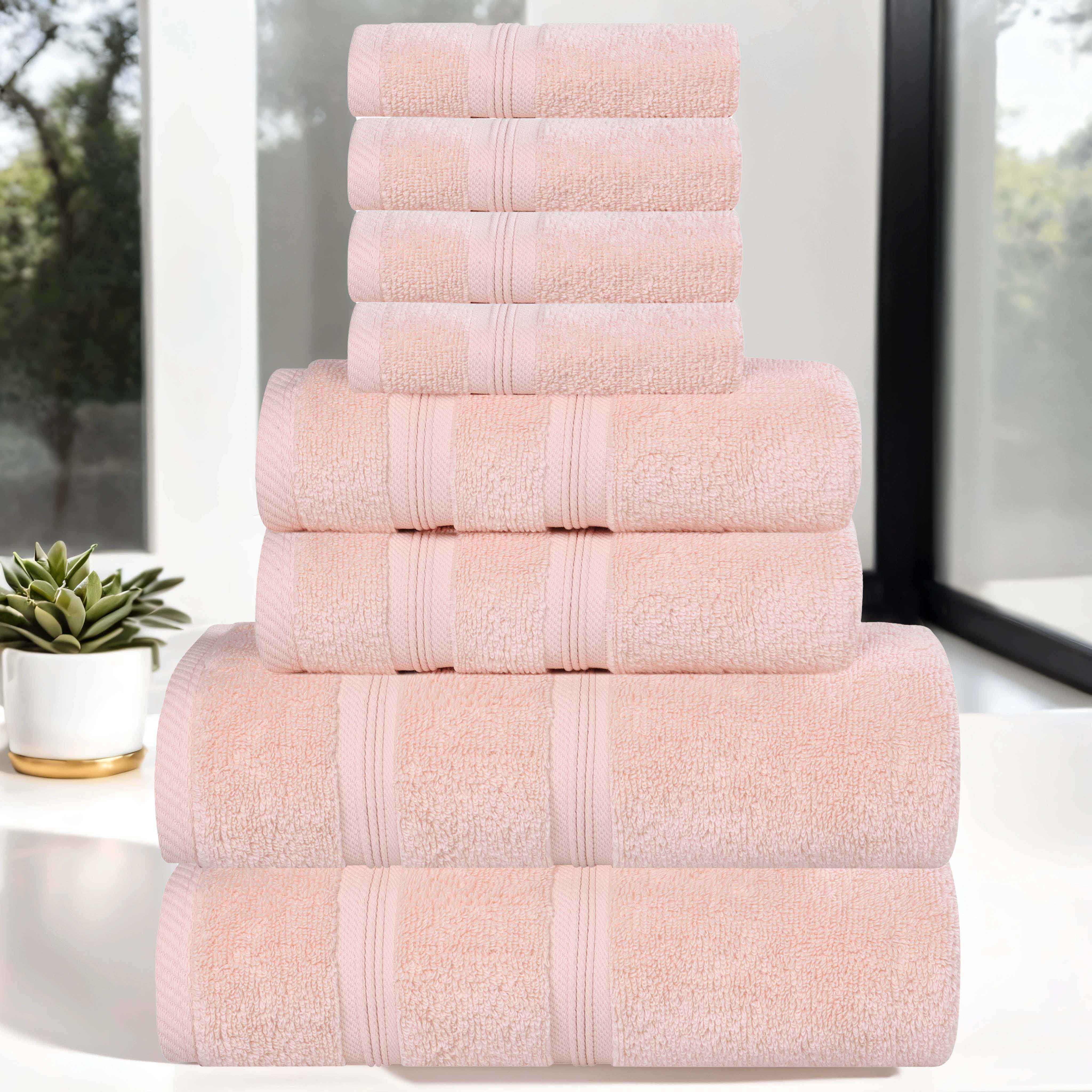 Smart Dry Zero Twist Cotton Medium Weight 8 Piece Assorted Towel Set - Towel Set by Superior Brand