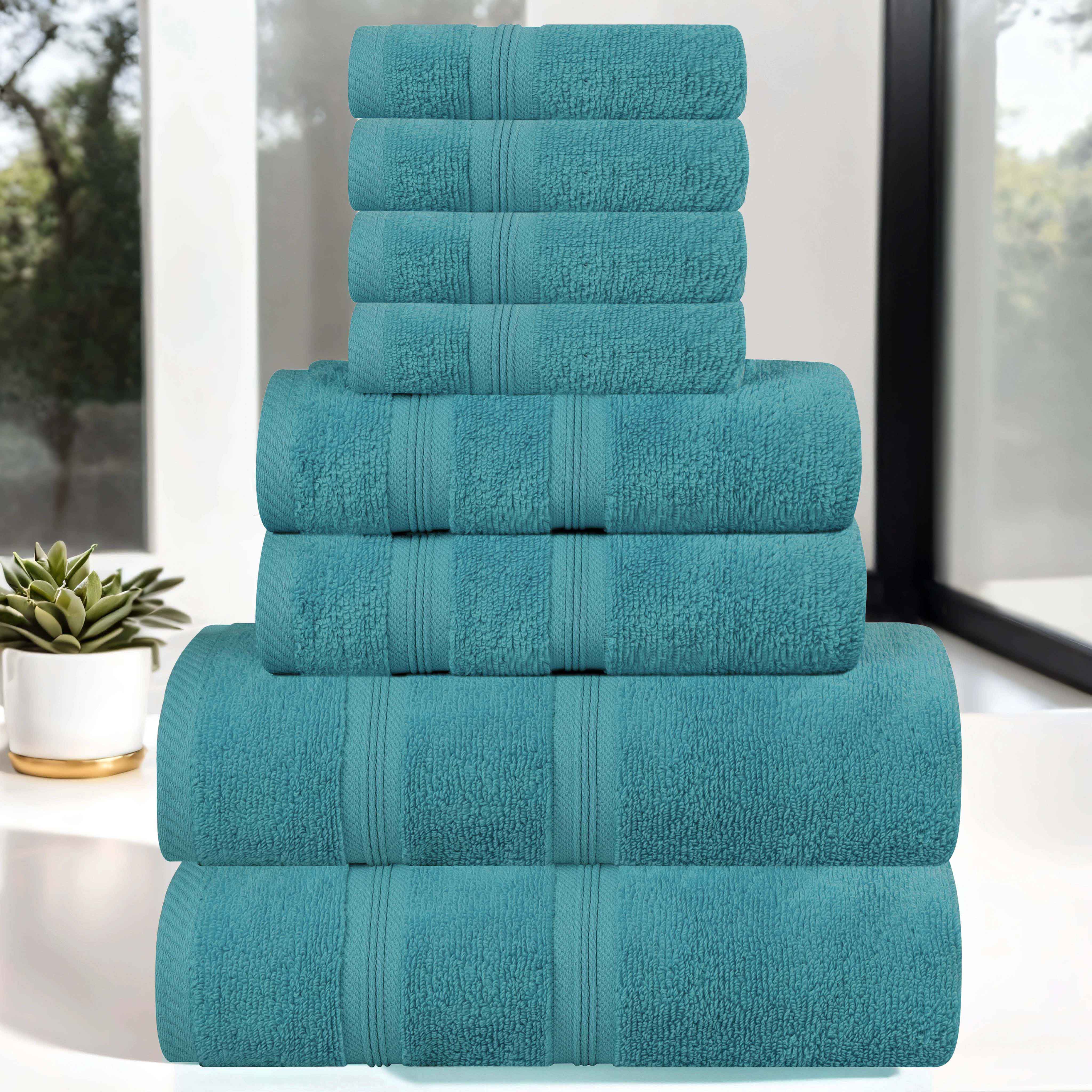 Smart Dry Zero Twist Cotton Medium Weight 8 Piece Assorted Towel Set - Towel Set by Superior Brand