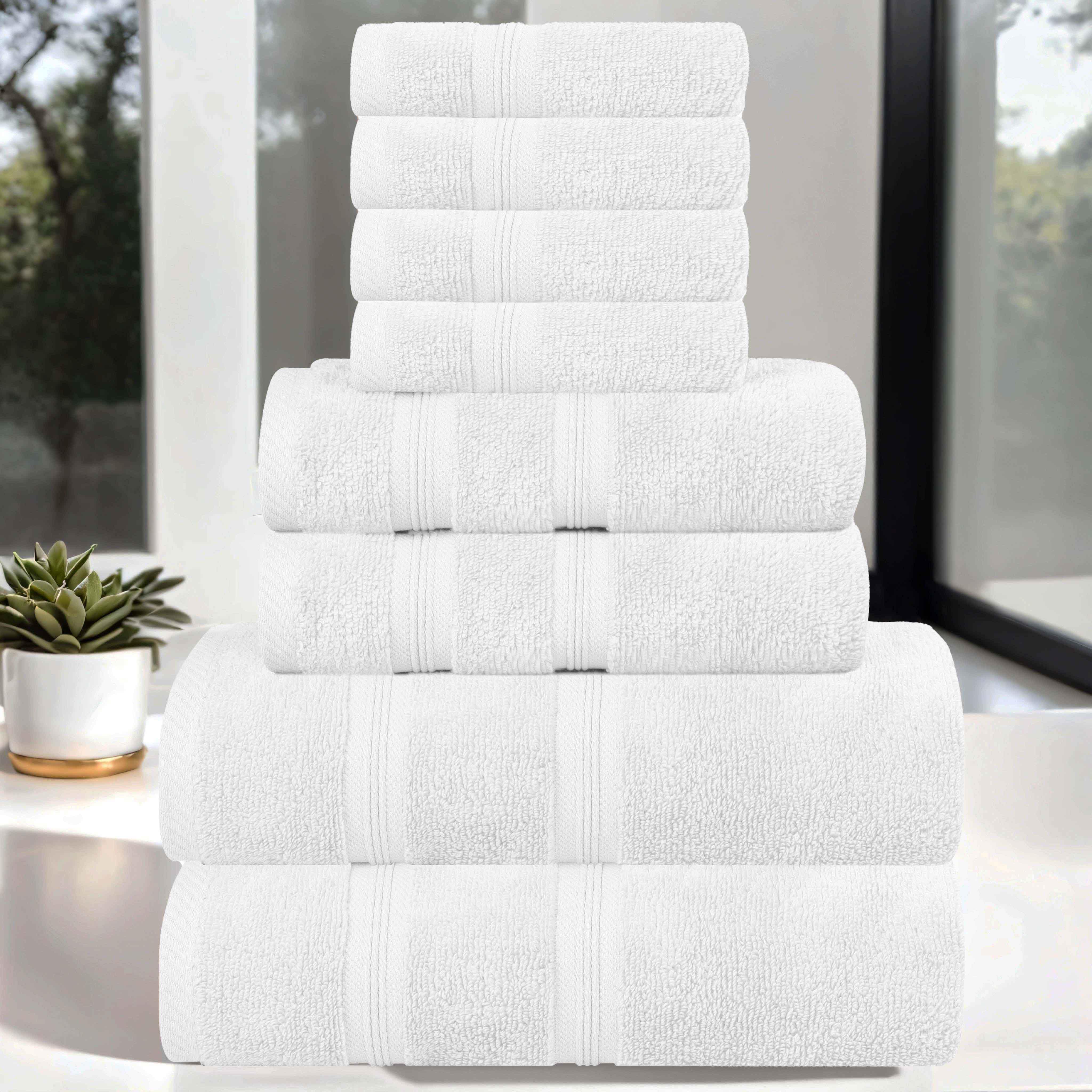 Smart Dry Zero Twist Cotton Medium Weight 8 Piece Assorted Towel Set - Towel Set by Superior Brand