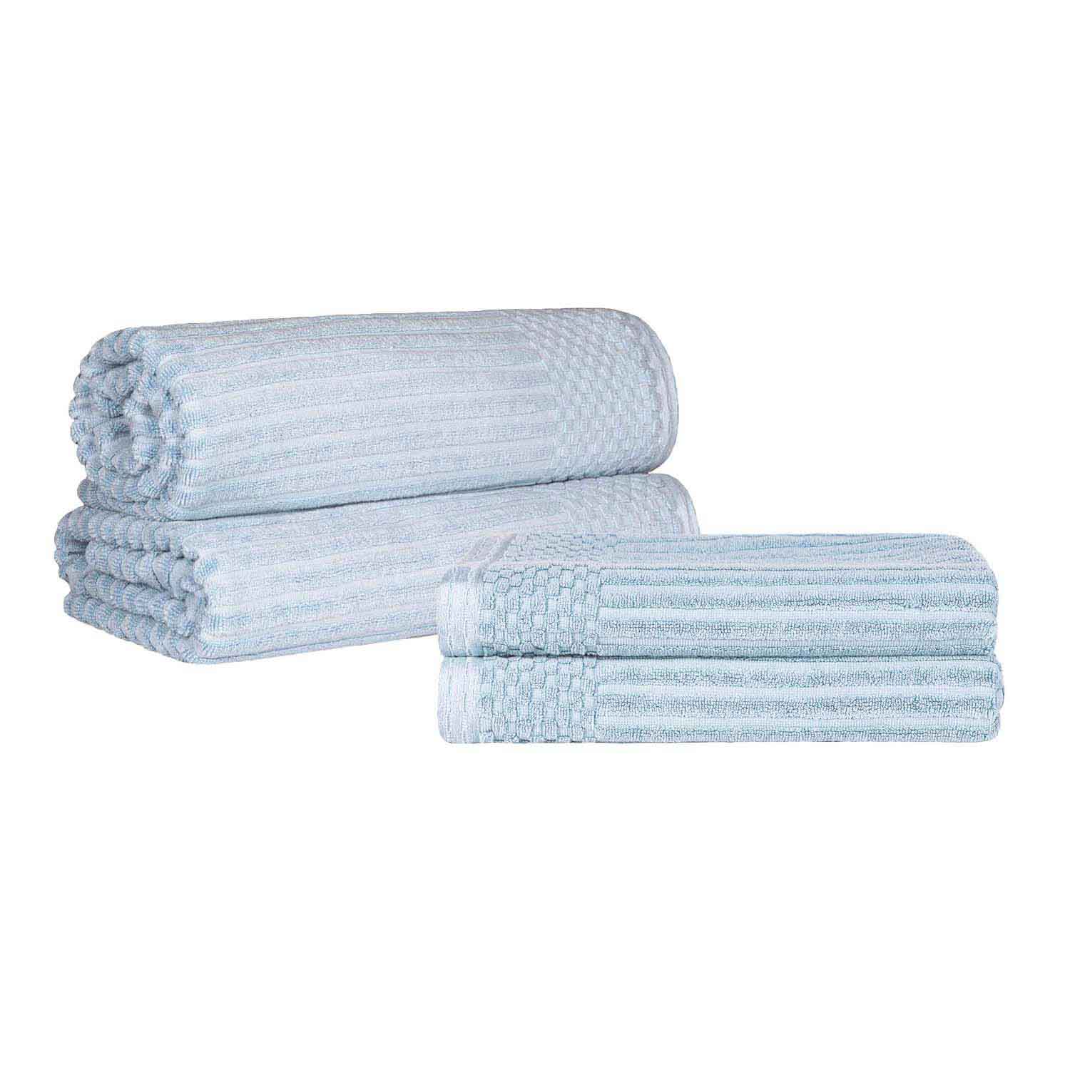 Cotton Ribbed Textured Bath Sheet & Towel Set 4-Piece - Soho - Towel Set by Superior Brand
