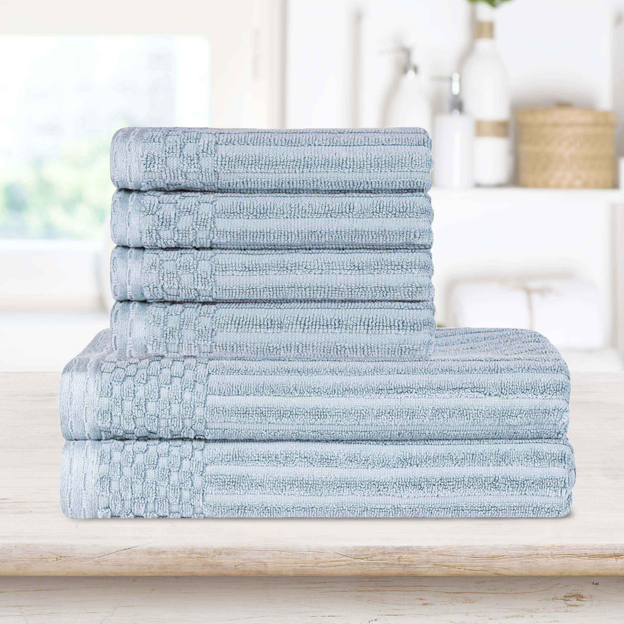 Soho Cotton Ribbed Textured Absorbent Hand and Bath Towel Set - Towel Set by Superior Brand