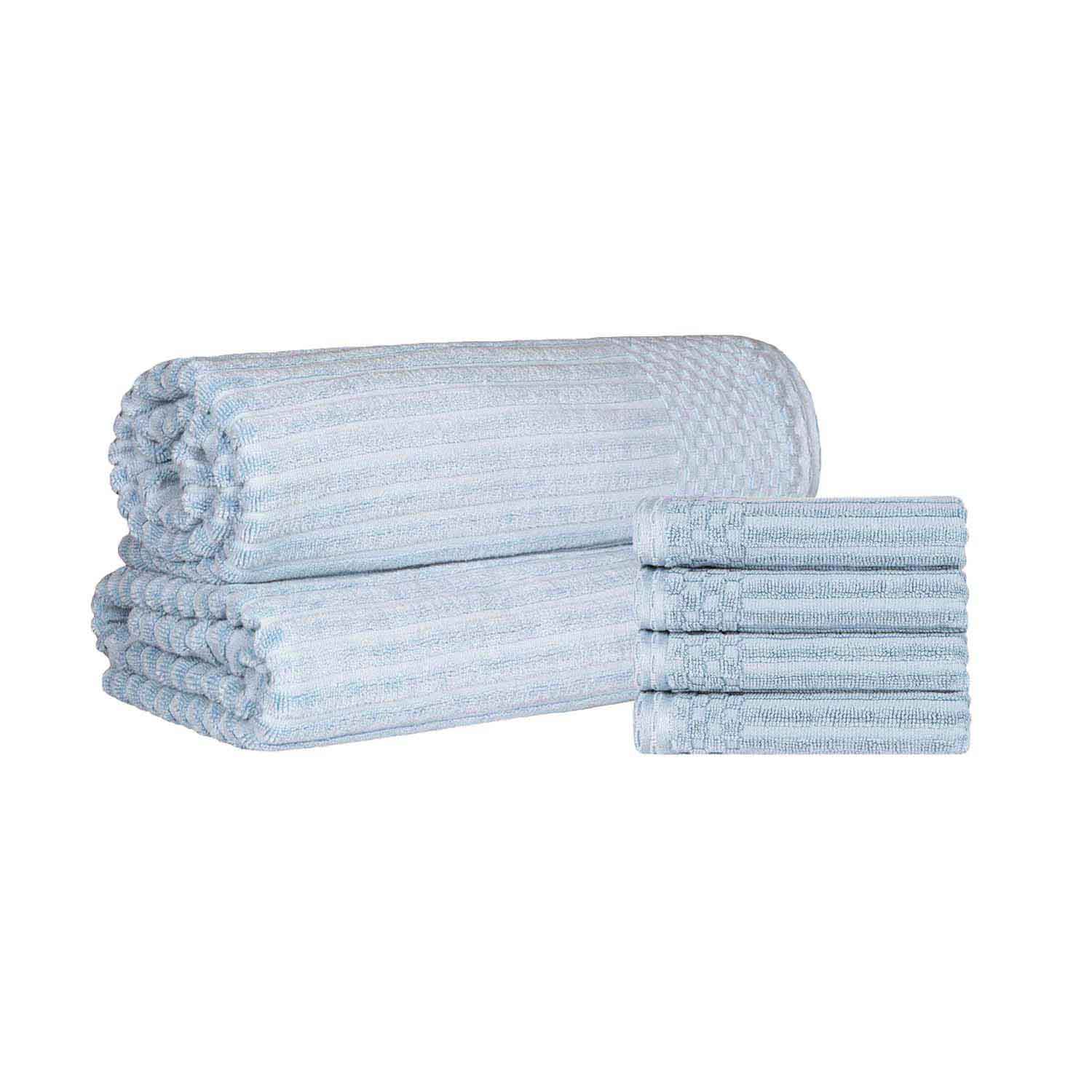 Soho Cotton Ribbed Textured Absorbent Hand Towel and Bath Sheet Set - Towel Set by Superior Brand