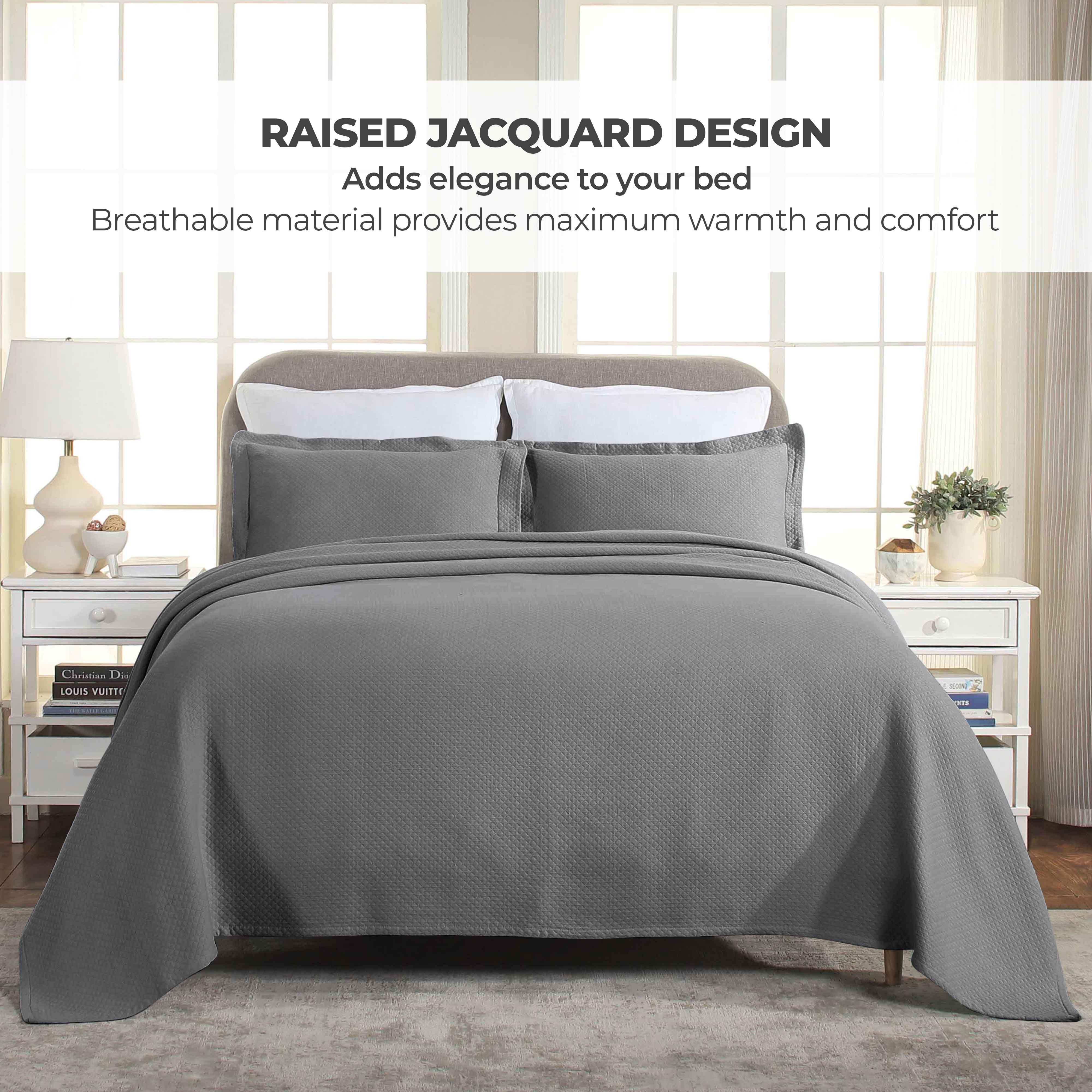 Lightweight Cotton Bedspread Sets 3-Piece Diamond Jacquard Matelassé - Bedspread by Superior Brand