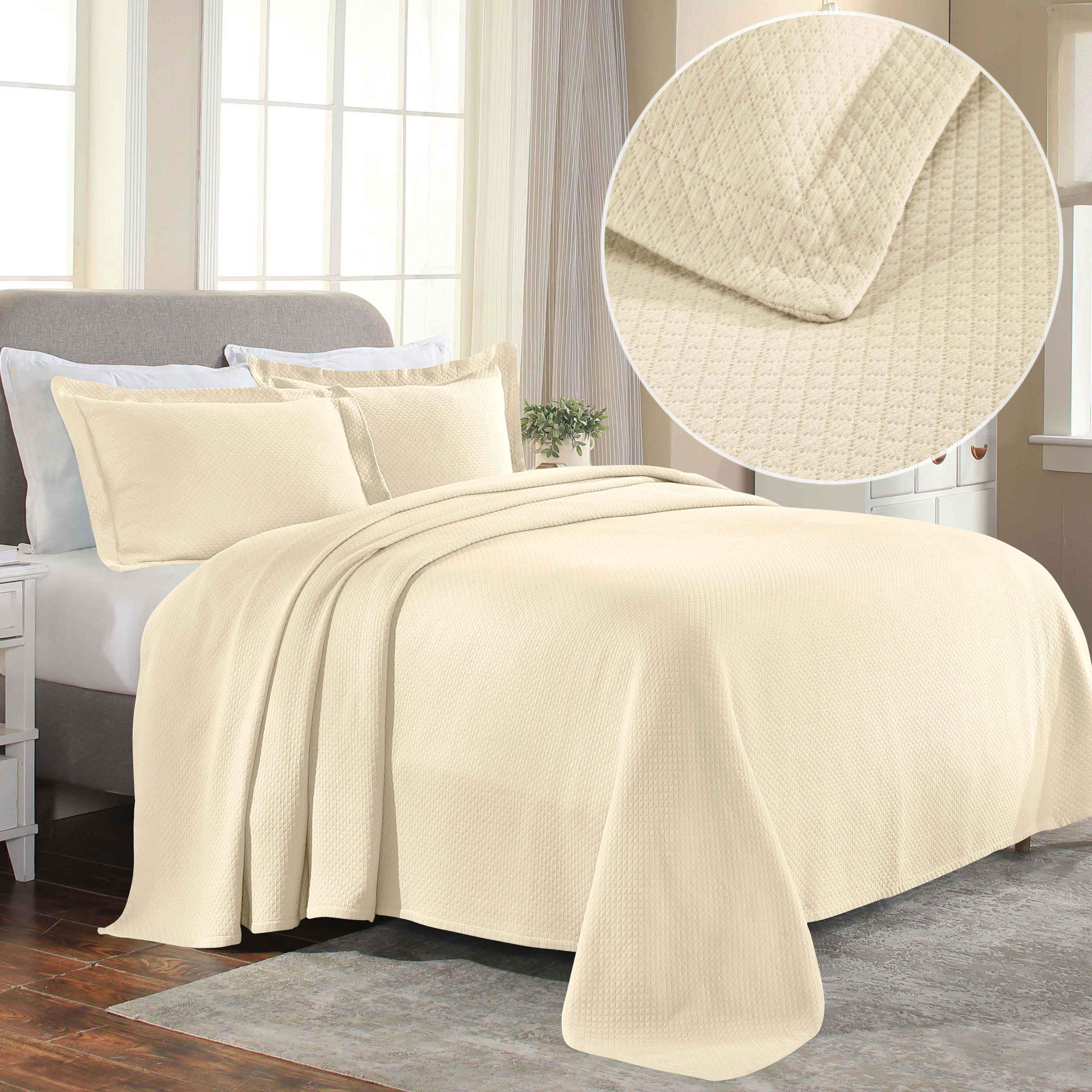 Lightweight Cotton Bedspread Sets 3-Piece Diamond Jacquard Matelassé - Bedspread by Superior Brand