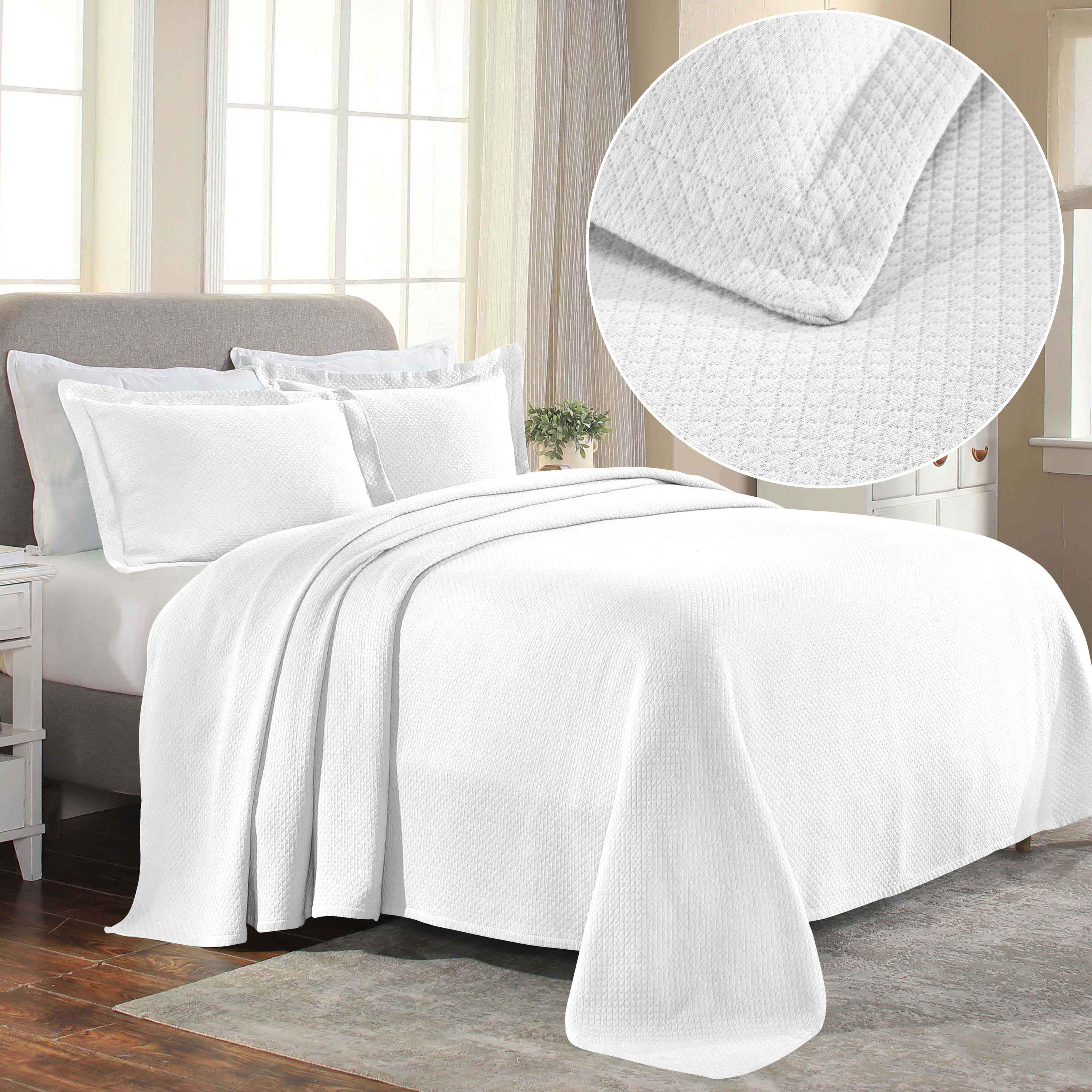Lightweight Cotton Bedspread Sets 3-Piece Diamond Jacquard Matelassé - Bedspread by Superior Brand