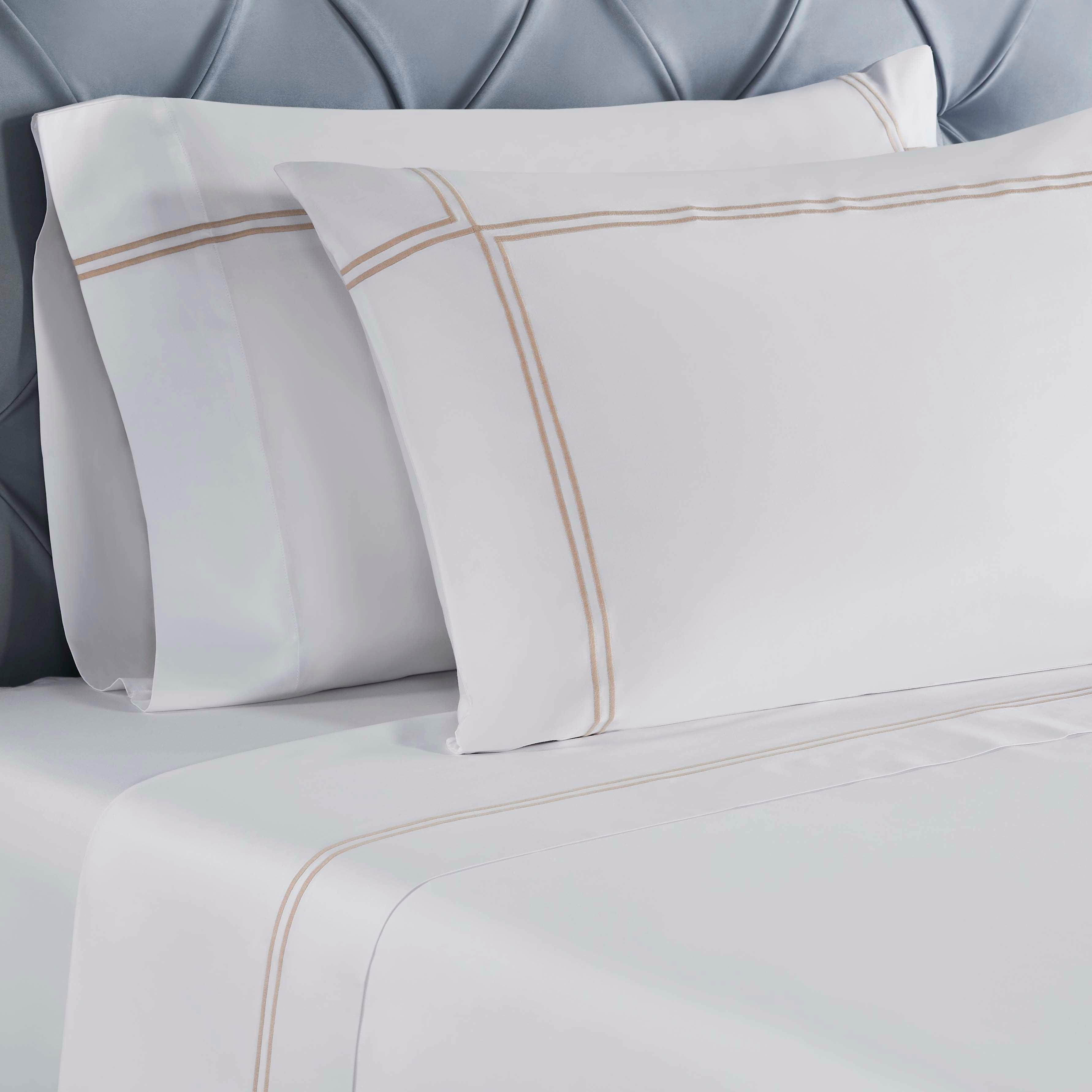 100% Cotton Bed Sheet Set Two-Line Embroidered Deep Pocket Spring Blooms - Sheet Set by Superior Brand