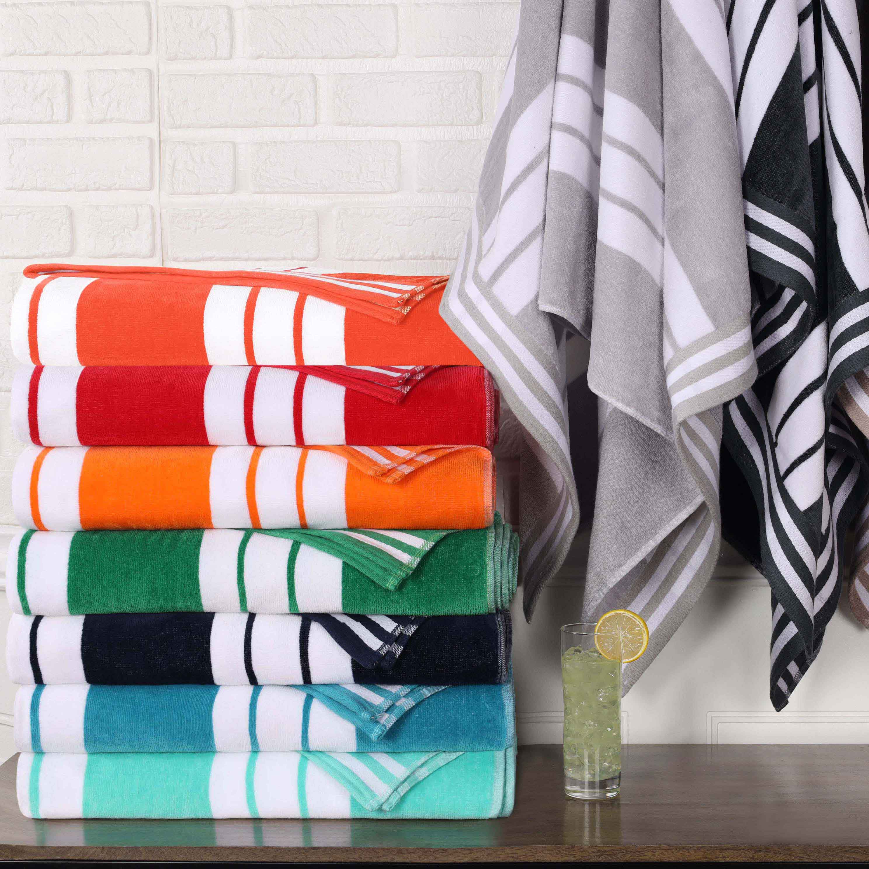 Striped Oversized Cotton Beach Towel Set of 2, 4, or 6 Piece - Beach Towel by Superior Brand